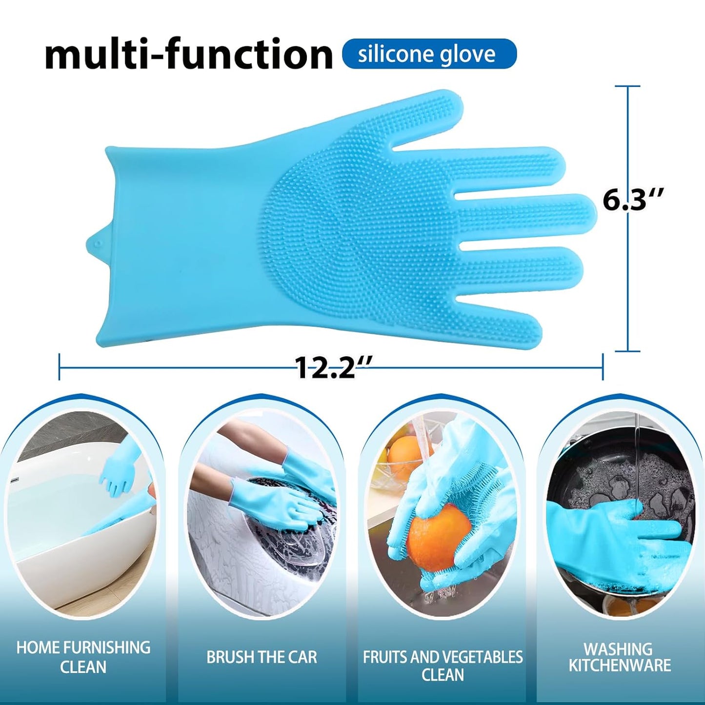 Dog Washing Gloves -Dog Bath Brush - Dog Bath Gloves - Dog Shampoo Brush - Pet Grooming Gloves -Cat Grooming Supplies_ Dog Bath Supplies(1 Pair Blue