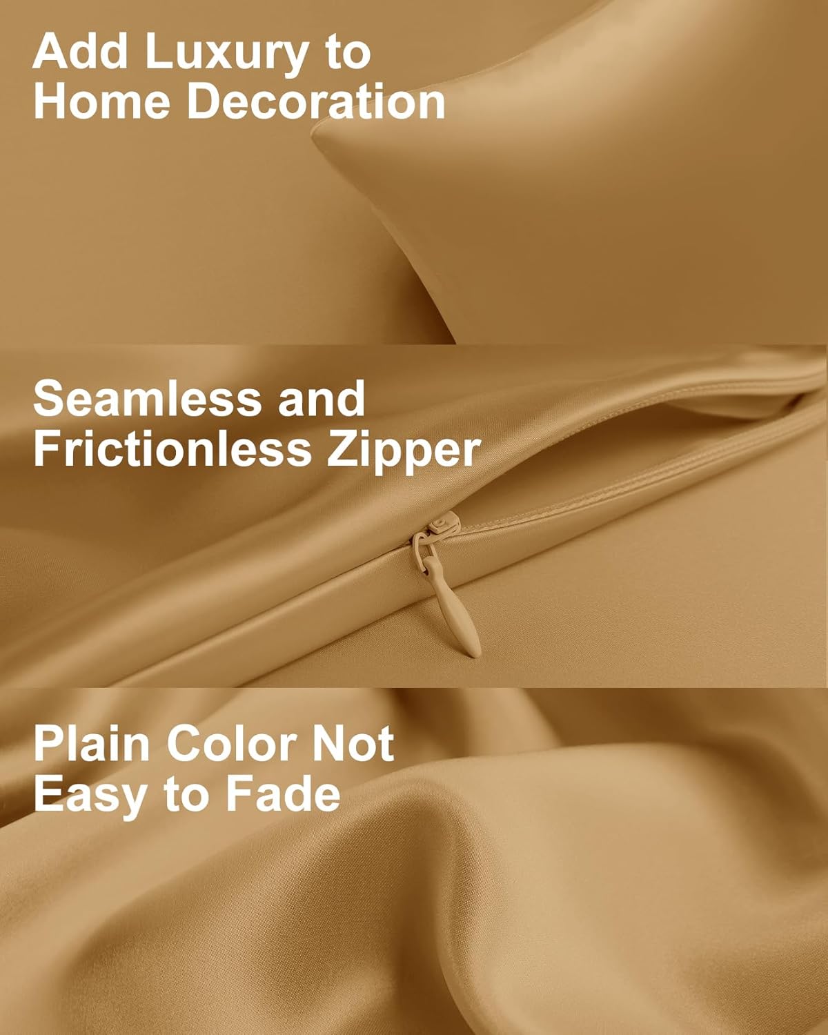 THXSILK Set of 2 100% Mulberry Silk Pillowcase for Hair and Skin Health, Natural Mulberry Silk Soft and Smooth Pillowcases with Hidden Zipper, Grade 6A+ Silk (Standard 20"x26", Metallic Gold)