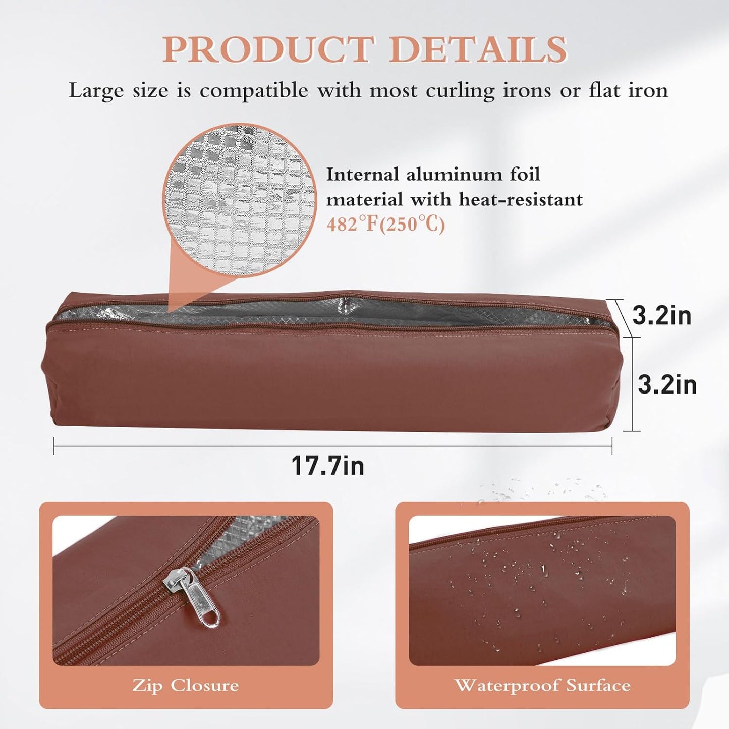 Professional Hot Hair Tools Organizer Bag Portable Travel Heat Resistant Storage Case Pouch for Curling Irons, Flat Irons, Hair Straightener and Styling Tools(17.7" x 3.2"x 3.2")