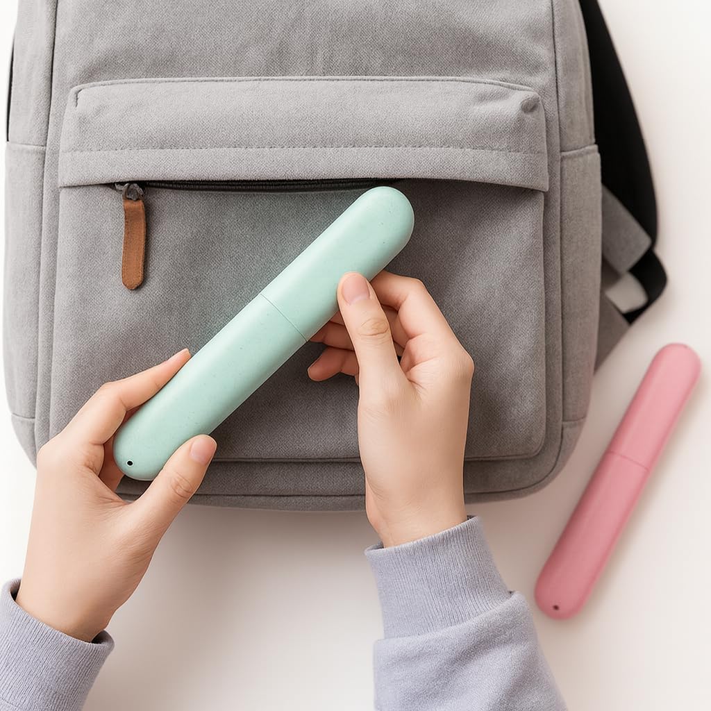 8 Pack Travel Toothbrush Case, Portable Toothbrush Travel Case with Ventilation Hole for Business Trip, Camping, Home(Blue,Pink,Green,Beige)