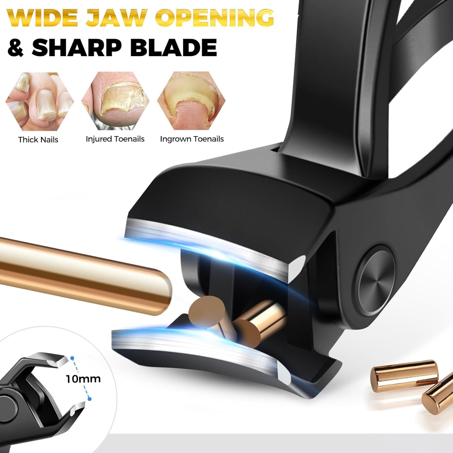 Toenail Clippers for Seniors Thick Toenails, Angled Head Heavy Duty Large Toe Nail Clippers for Men Thick Nails, Slanted Curved Blade Ingrown Toenail Clippers