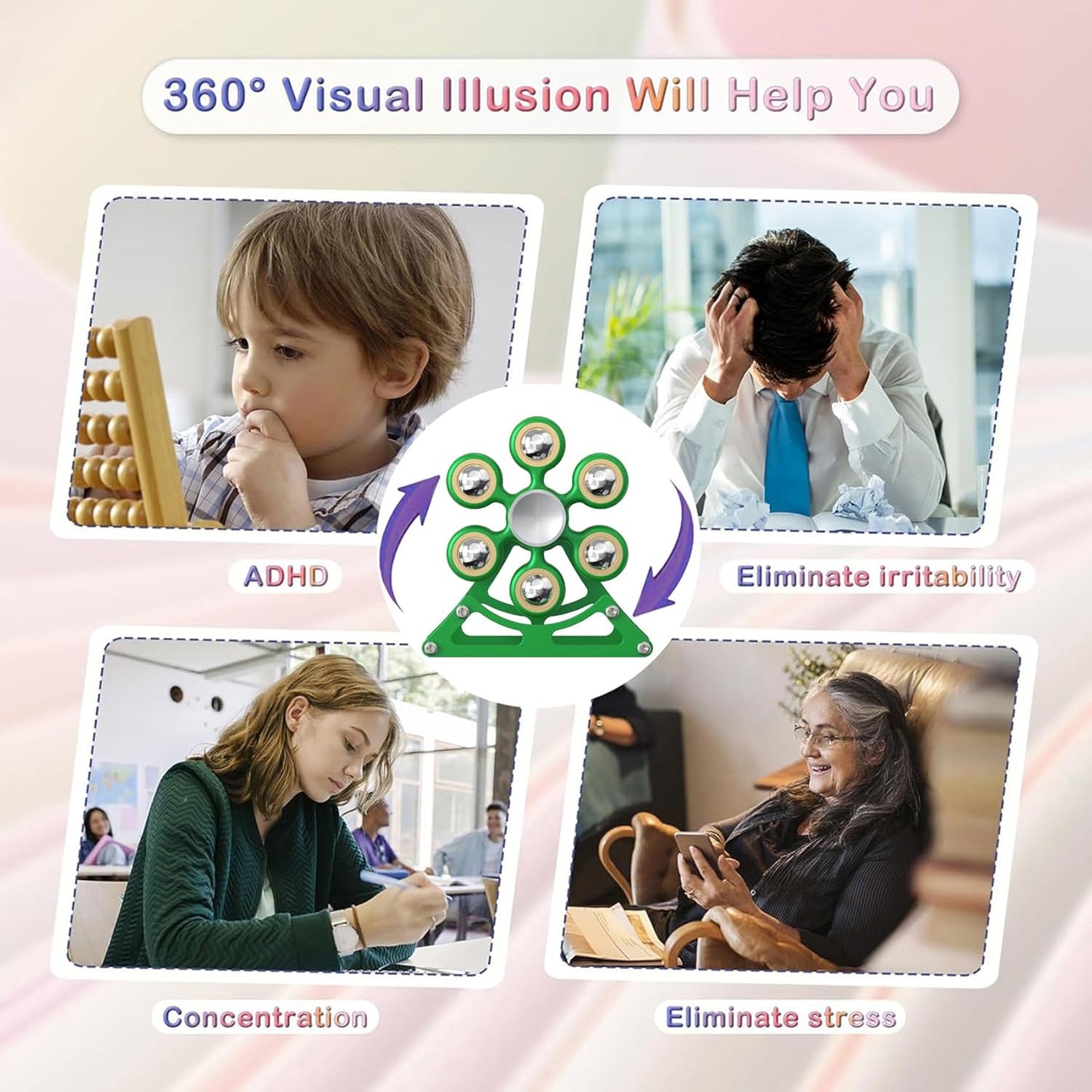 Desk-Fidget-Toys for Ferris-Wheels-Spinner: 4mins Metal Kinetic-Spinner Cool-Gadgets for Office Home School Christmas, EDC-Toy ADHD Tools Cool-Stuff Stress Relief Gift for Kid Children Teen Adult