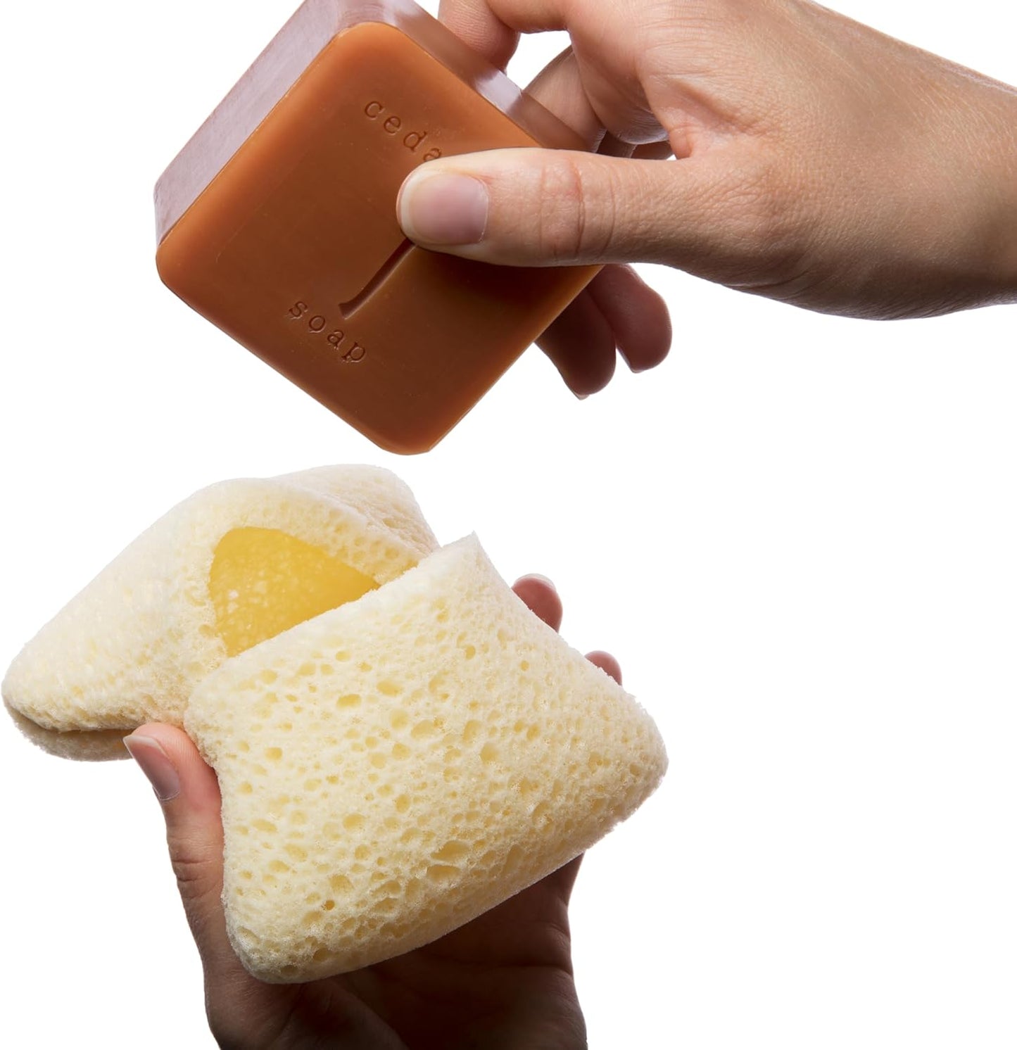 MartiniSPA Exfoliating Body & Shower Sponge with Soap Pocket. All Natural Italian Deep Cleansing Sponge with Soap Saver Pouch & Hand Strap for Men & Women - Use in Shower or Bath - 2 Units/Beige Color