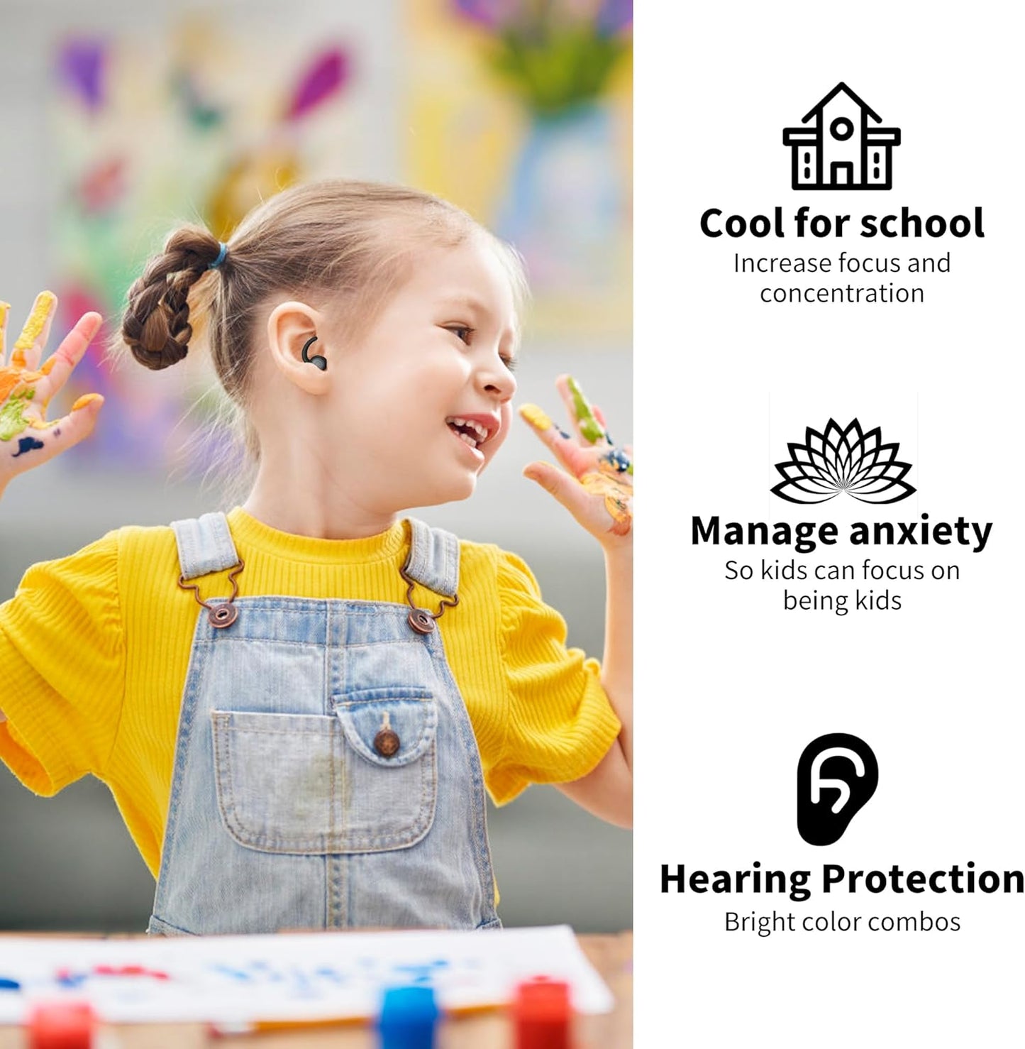 WUTAN Kids Ear Plugs (6-12yrs) & Ear Plugs for Adults with Small Ear Canals, Reusable Noise Reduction Earplugs for Sleep, Focus, Airplane, Concerts, Sports Events, Sleeping, 33dB Noise Cancelling