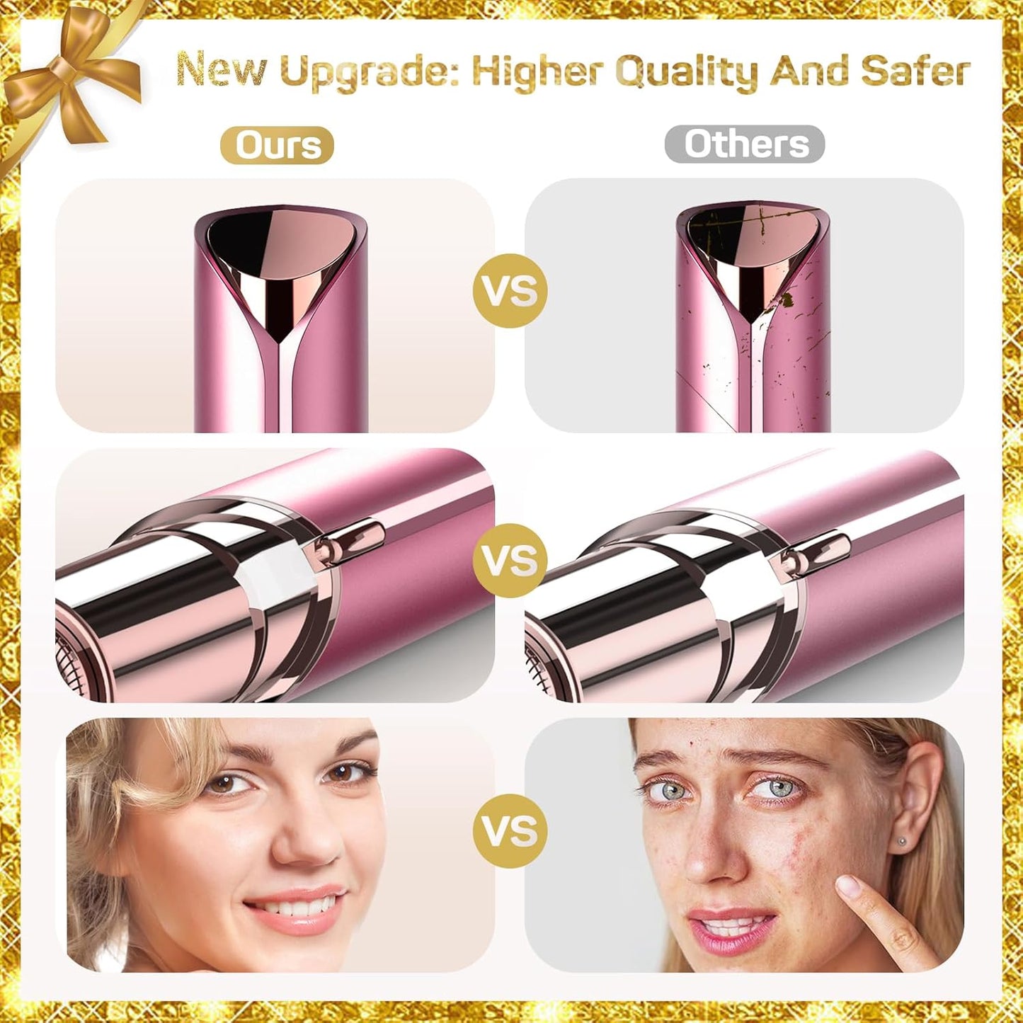 Gurelax Facial Hair Remover for Women (with 2 x Replacement Heads) - Hair Removal Device As a Gift for Mom/Wife/Girlfriend