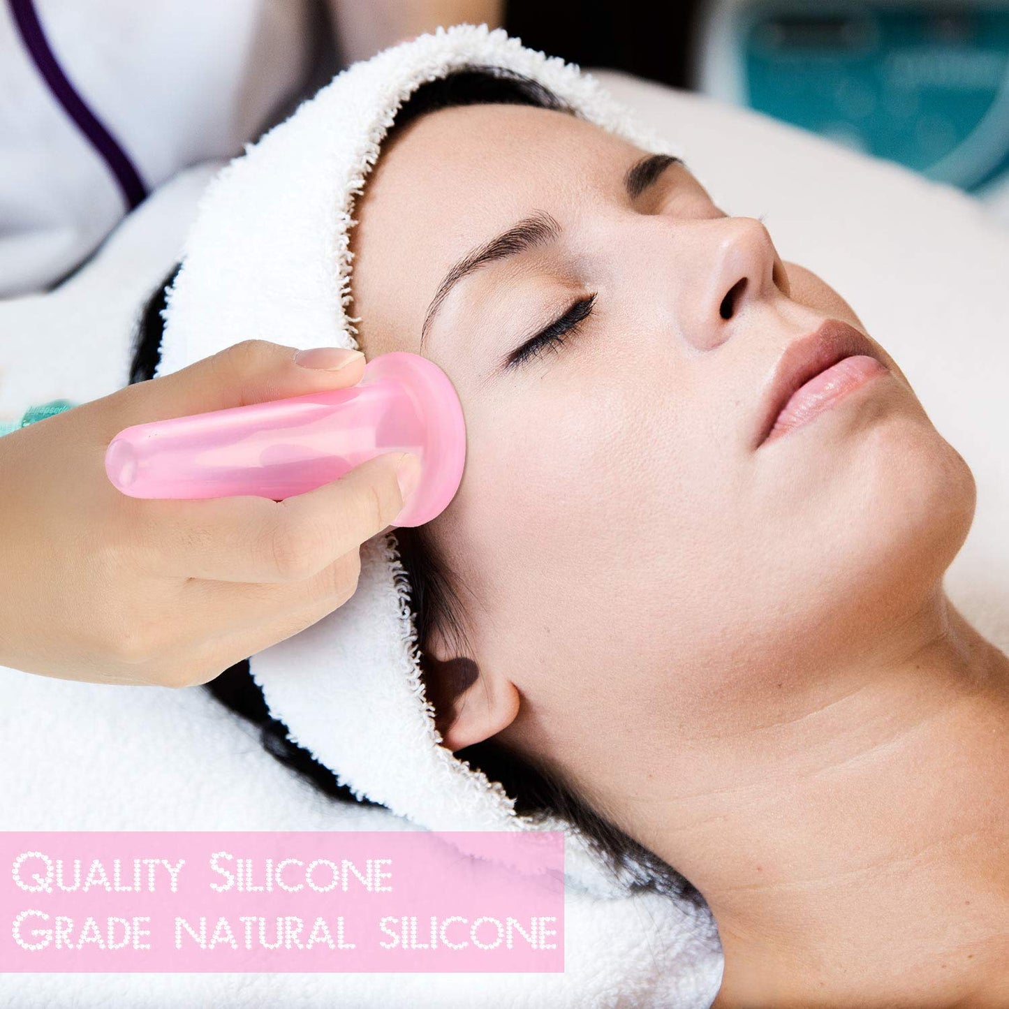 BBTO Silicone Facial Cupping Set, Vacuum Massage Cup Kit for Body, Face, Neck, Back, and Eye, 6 Cups and Exfoliating Brush