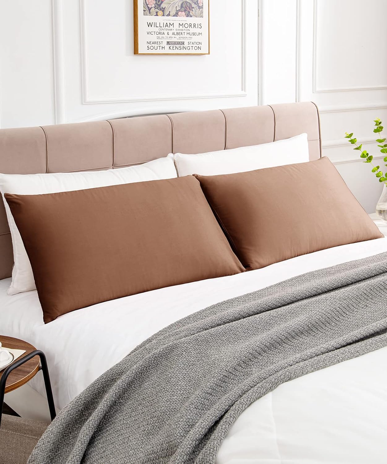 Warmstar Cotton Pillow Cases King Size Set of 2, 600 Thread Count Pillowcases 20x36 Inches, Soft Long Staple Cotton Pillowcases Breathable with Envelope Closure,Coffee Brown