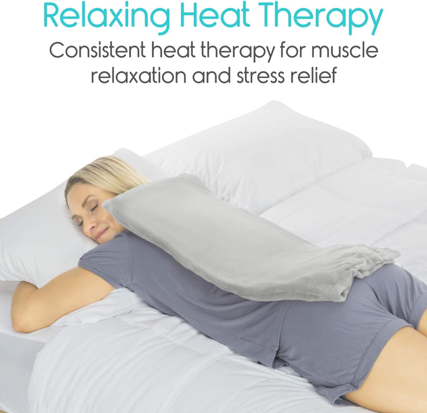 Vive Moist Heating Pad - Electric Heated Warming Hot Wrap for Heat Therapy on Back, Knee, Shoulder, Neck Pain, Period Menstrual Cramps, Cats, Dogs, Pets - Portable, Auto Shut Off (12" x 24")