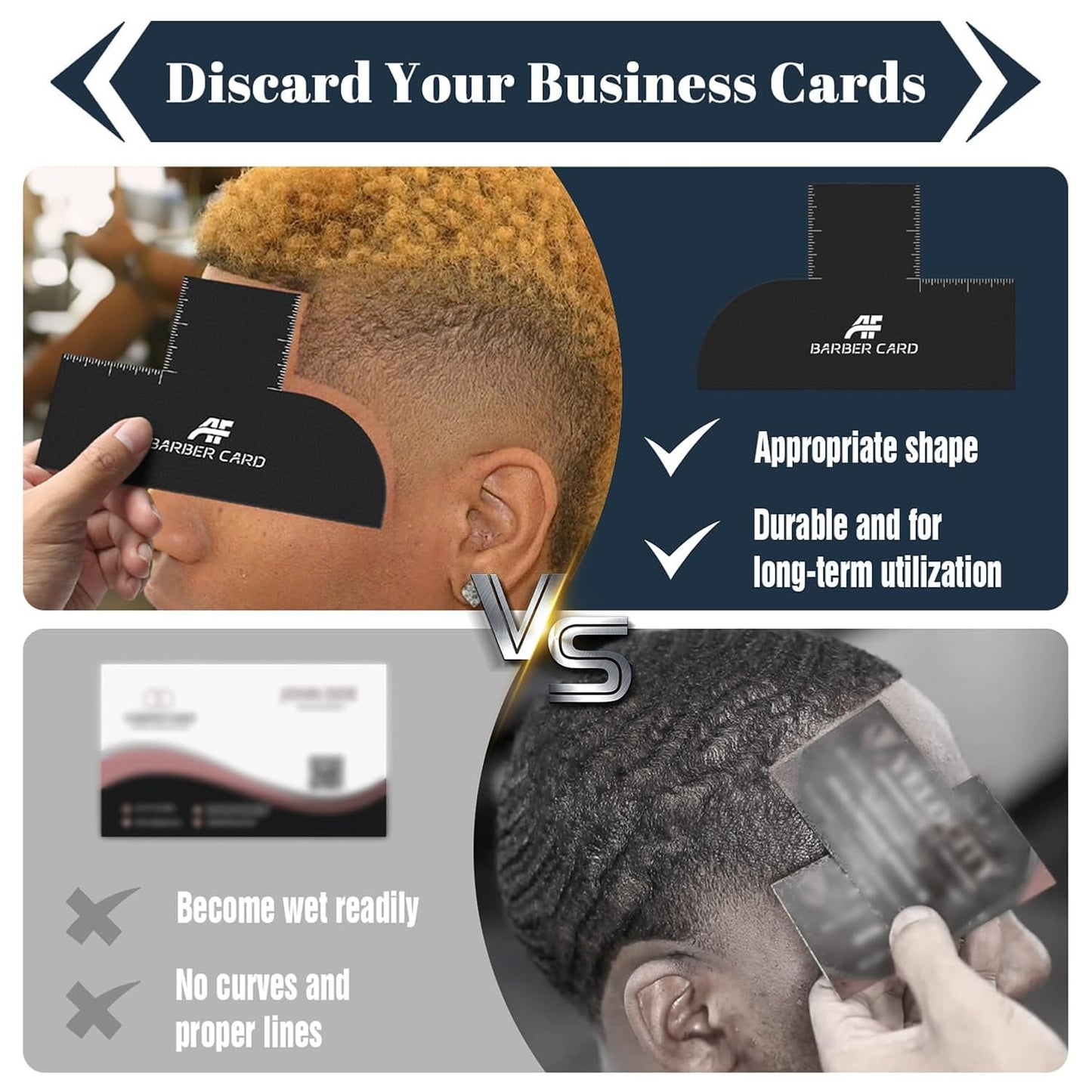 Enhancement Card for Barbers with Measurement Indicators, Reusable Barber Line up Tool and Color Spray Edge Hairline Shaping Tool (Black, One-Size)