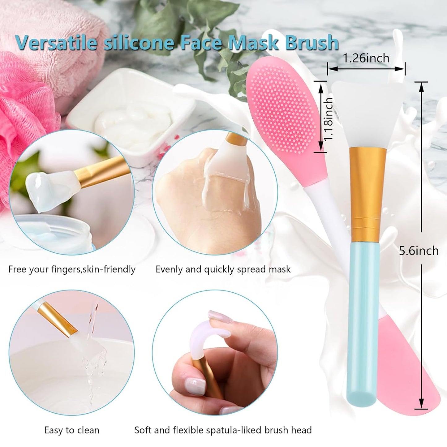 Silicone Face Scrubber, 1pcs Exfoliating Lip Brush, 1pcs Cleansing Brush,2pcs Face Mask Exfoliator Blackhead Skin Care Tool