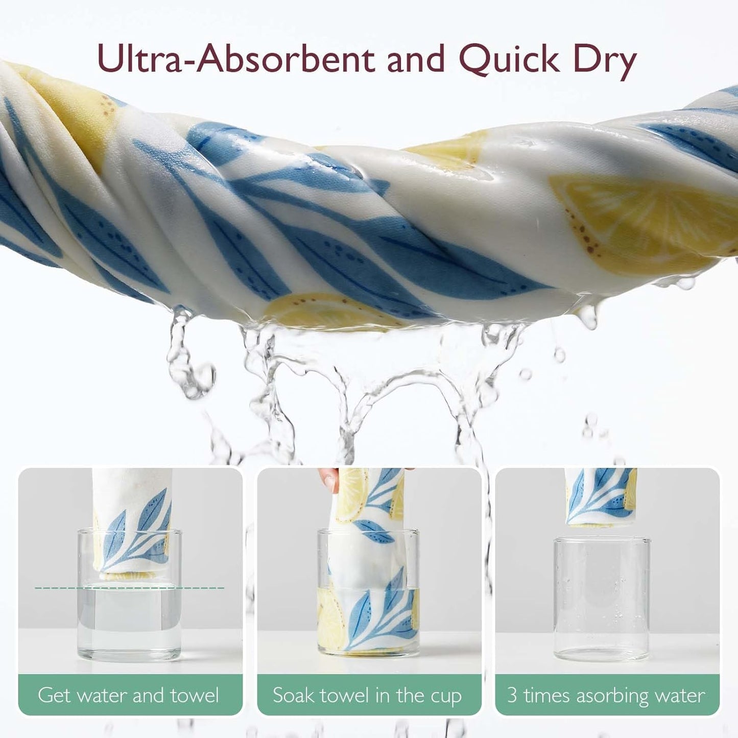 Momcozy Hooded Baby Towel, 2 Pack Baby Bath Towel Set with Large 35 X 35 Inch, Super Soft Cotton and Hooded Towel for Newborn, Toddler and Kid, Lemon Leaves