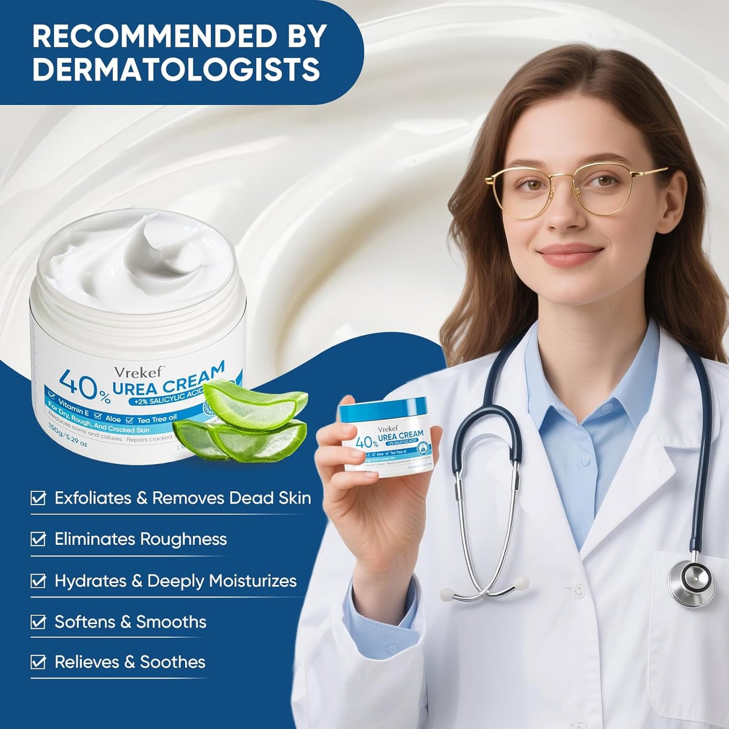 Urea Cream 40% Plus Salicylic Acid 2%, Urea Cream 40 Percent for Feet Maximum Strength, Foot Cream for Dry Heels Cracked