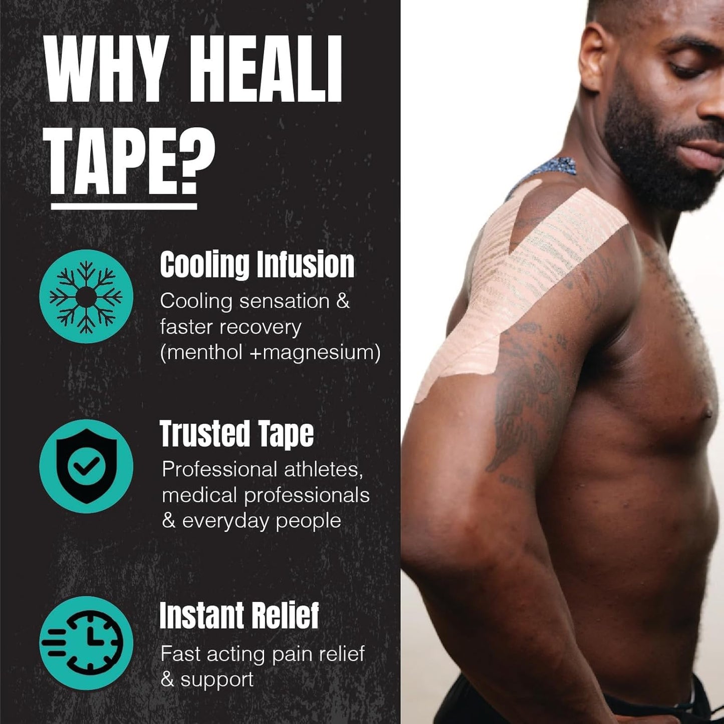 Heali Kinesiology Tape with Magnesium and Menthol, 20 Pcs Precut Strips, K Tape Roll, Knees, Physical Therapy Sports Tape for Muscle and Joint Pain Relief, Water Resistant, Beige with Zebra
