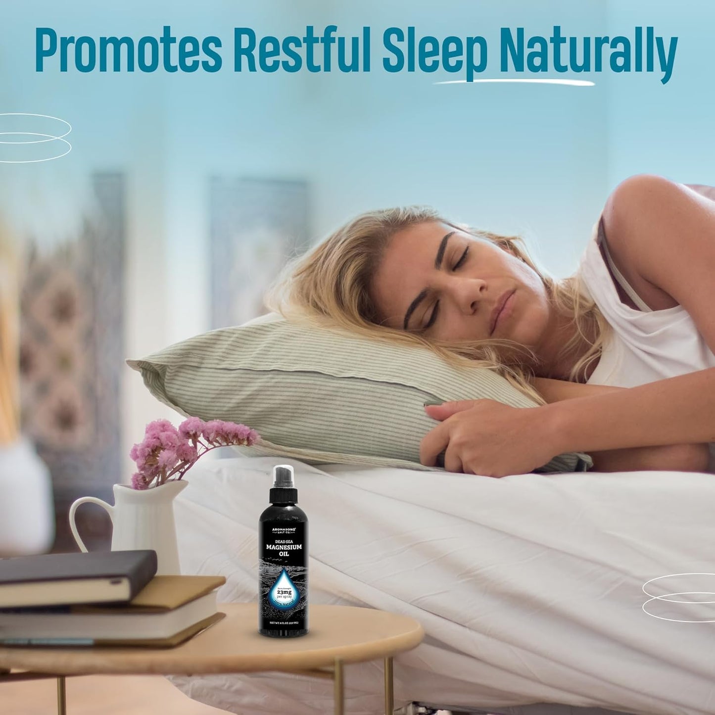 Aromasong Extra Strength Magnesium Oil Spray - 8 Oz. 2 Pack (23mg in Each Spritz) Natural and Pure Magnesium Spray - Made in The USA - for Leg Discomfort and Promotes a Calm Sleep