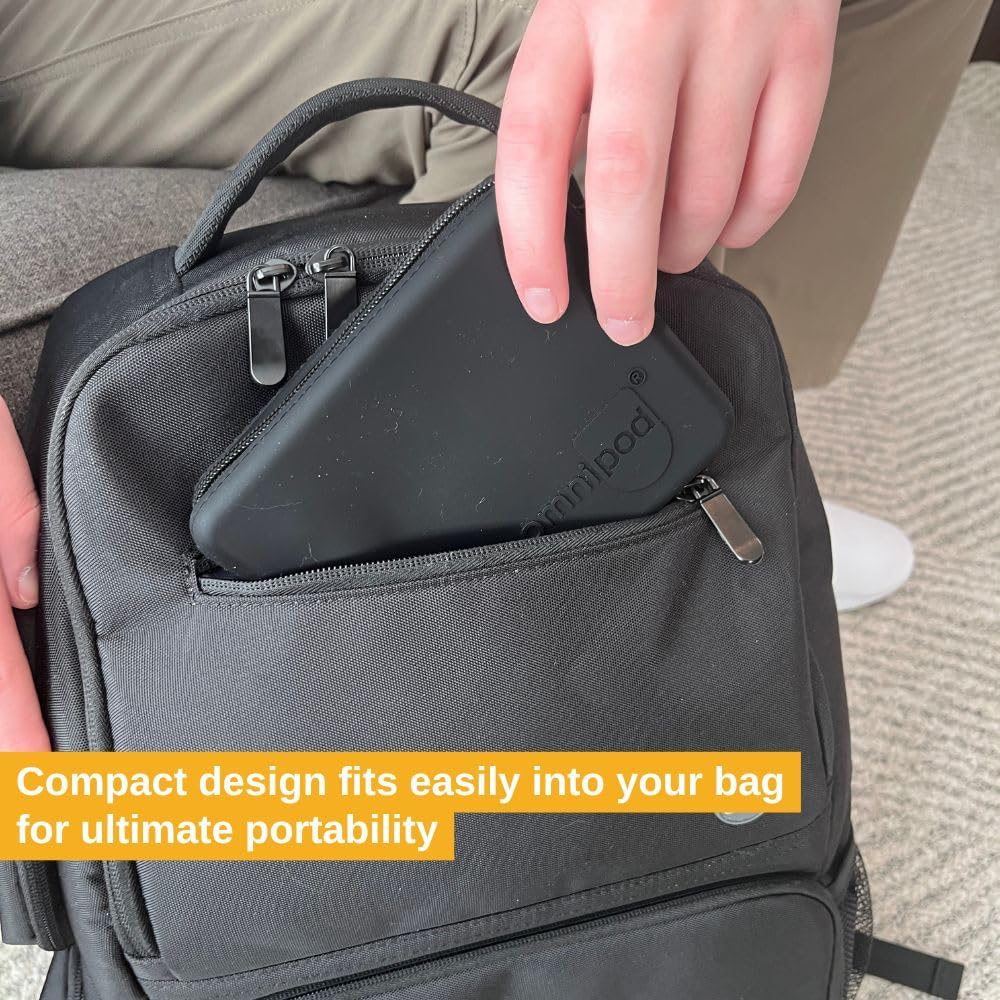 Omnipod Protective Travel Case | Silicone Storage fits an Insulin Vial and One Pod| Diabetic Care Products | Diabetes Supplies Organizer (Black)