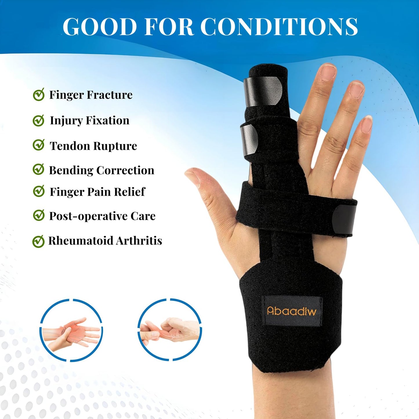 Trigger Finger Splint 2 Pcs, Adjustable Index Finger Splint, Finger Splint Middle Finger, Ring Finger Splint, Pinky Finger Splint,Hand Brace