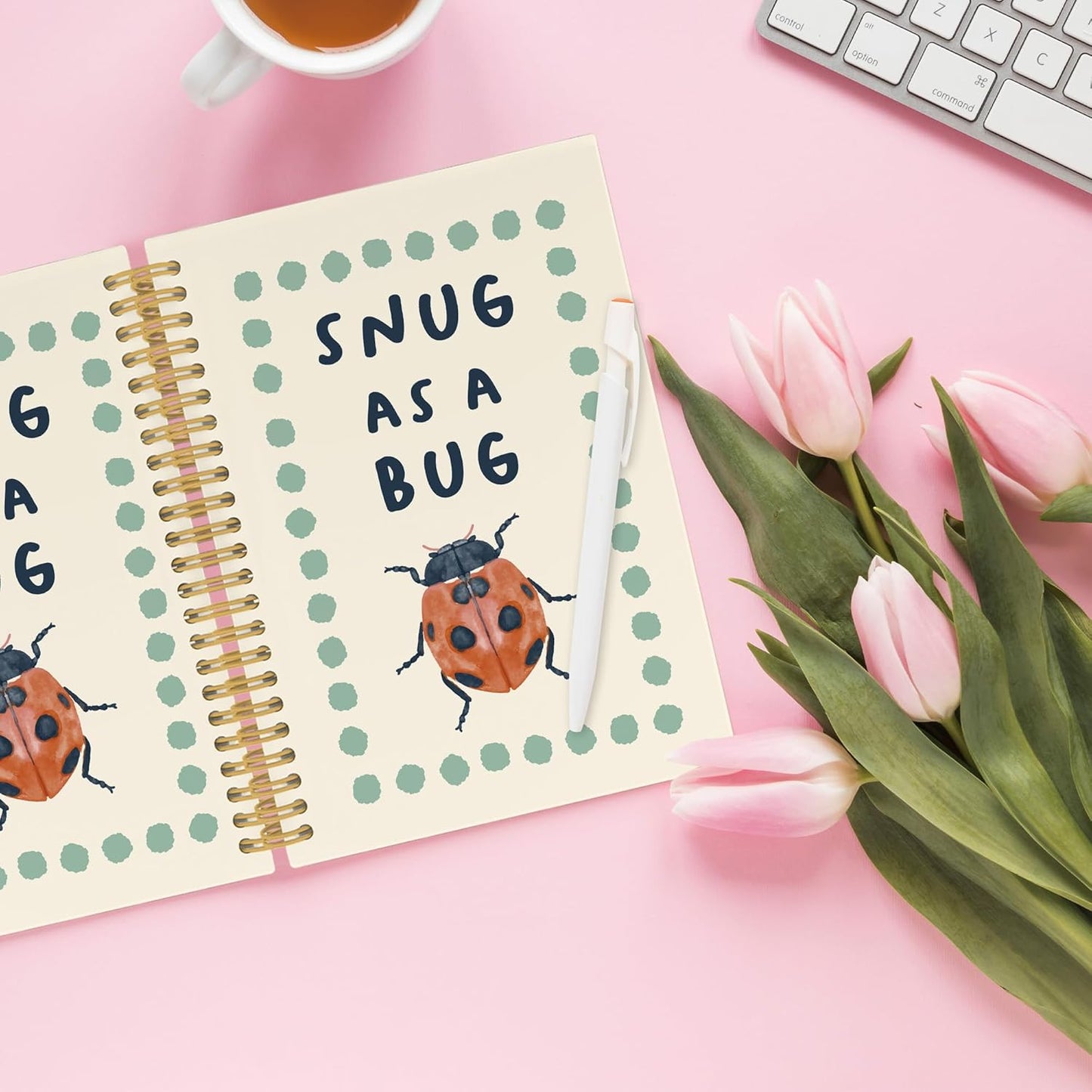 XPH Funny Ladybird Spiral Notebook, Ladybug Journaling Notebooks for Note Taking, Retro Insect Hardcover Journal for Writing 160 Pages 5.5 x 8.3 Inch, Ladybug Gifts for Women Men