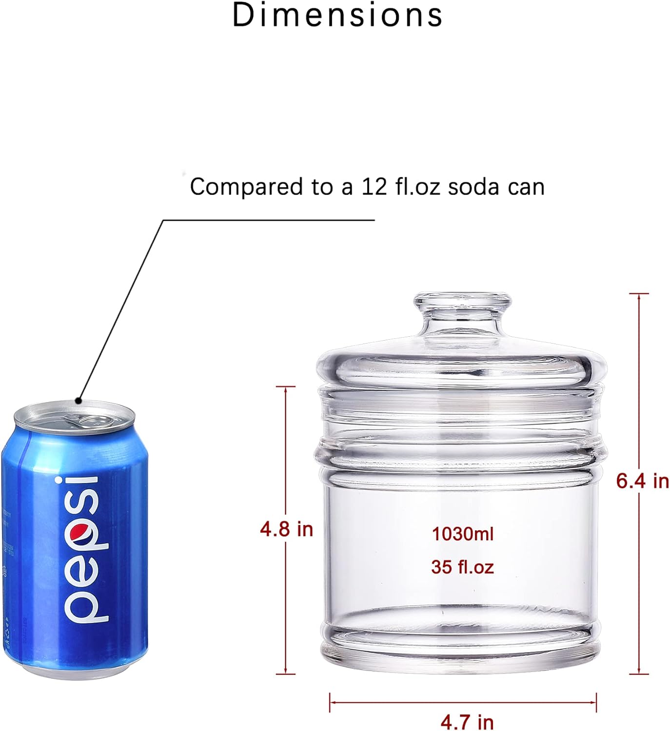 35 oz Reinforced Small Acrylic Storage Jar, Airtight Lid Cookie Jar | Suitable for Cookies, Dried Fruits, Nuts, Herbs,Cereals,etc