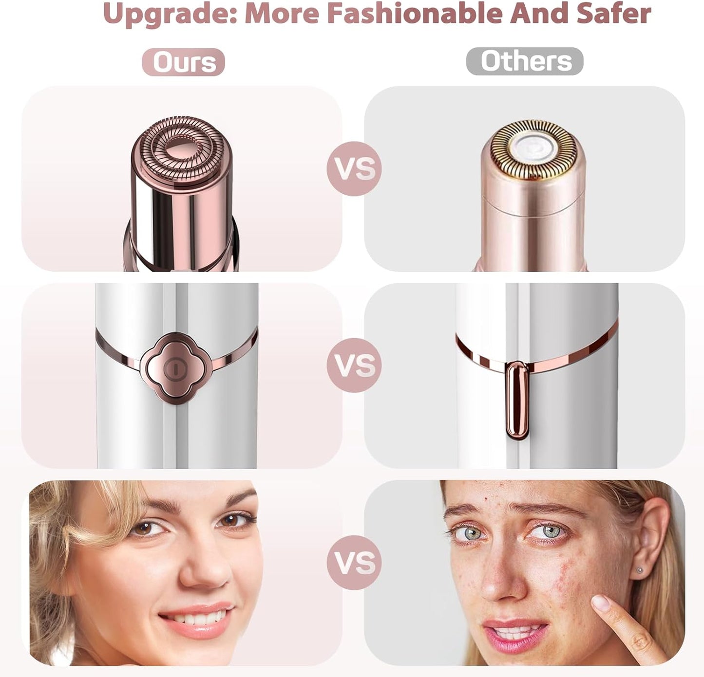 Electric Painless Hair Remover, Facial Hair Removal for Women - as Seen on TV Face Shaver, Hair Removal Device with 2 Replacement Heads