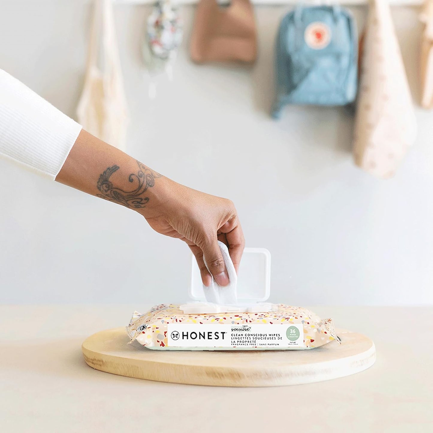 The Honest Company Clean Conscious Multi-Use Wipes Hypoallergenic and Unscented for Sensitive Baby Skin Over 99% Water Compostable Plant Based Baby Wipes Terrazzo 36 Count