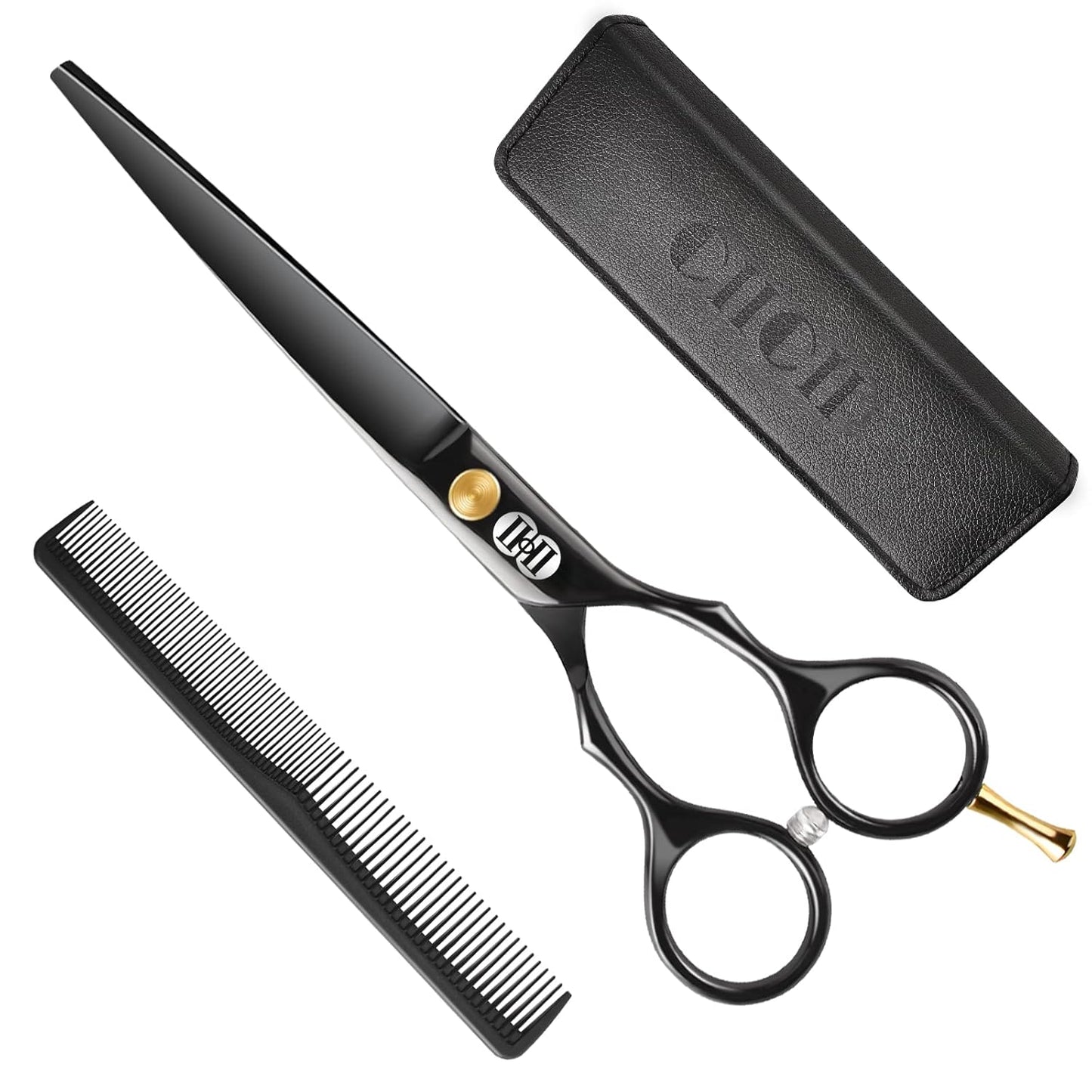 CIICII Hair Cutting Scissors, 6.5 Inch Professional Hair Scissors Set (Hair Cutting Shears Beard Trimming Grooming Haircut Kit) Right Left Handed Barber Shears for Home Salon DIY Hairdressing