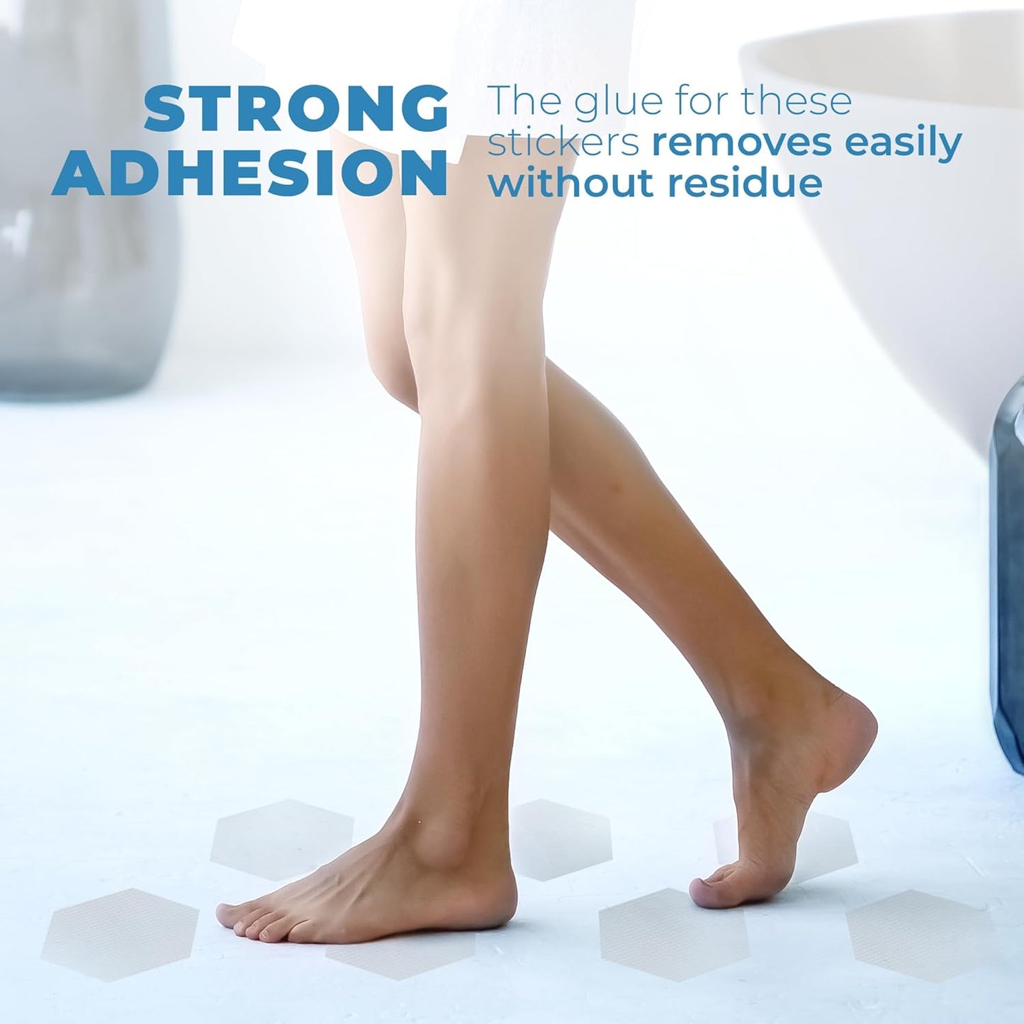 Anti Slip Shower Stickers 24 PCS, Invisible Non-Slip Shower Strips for Adults, Premium Adhesive Bath Tub Stickers (Clear)