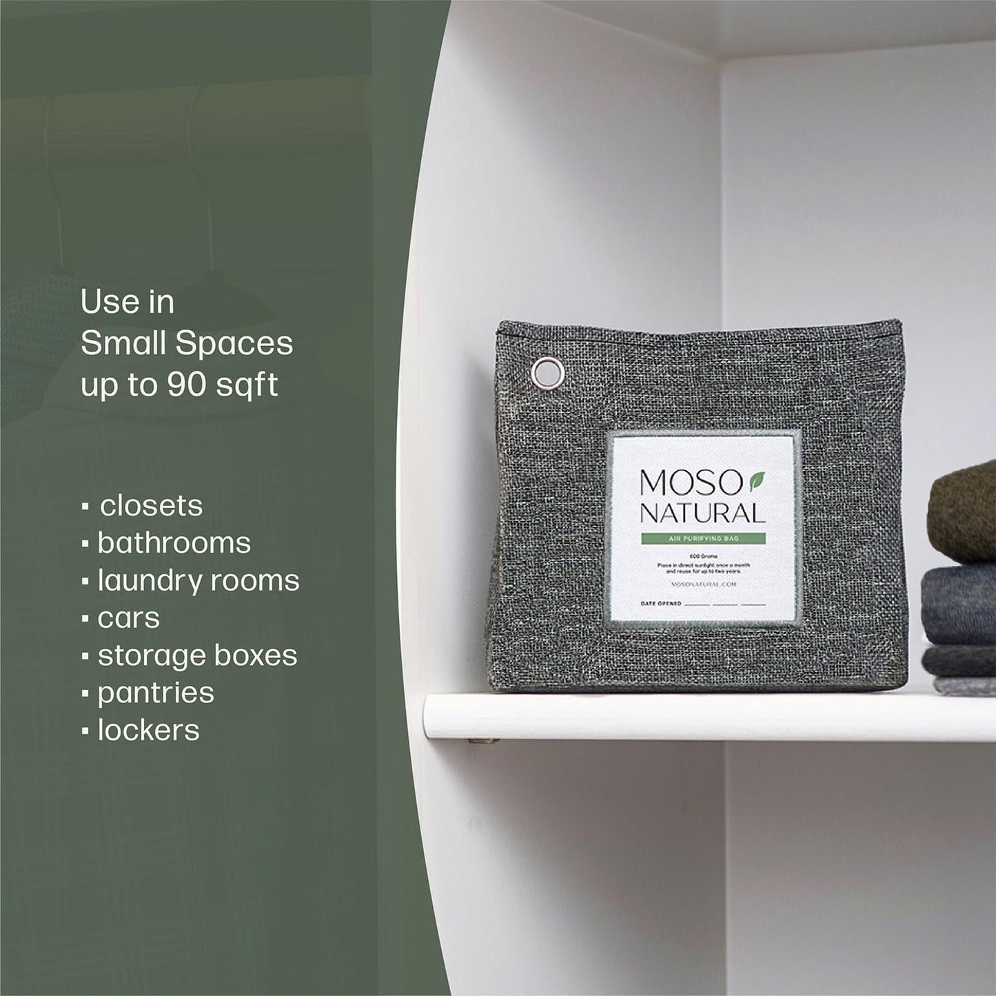 Moso Natural Air Purifying Bag 300g (10.58oz) Premium Bamboo Charcoal Odor Absorber for Home & Pet, Closet Odor Eliminator & Small Room Deodorizer, Charcoal Bags Last 2 Years, Unscented