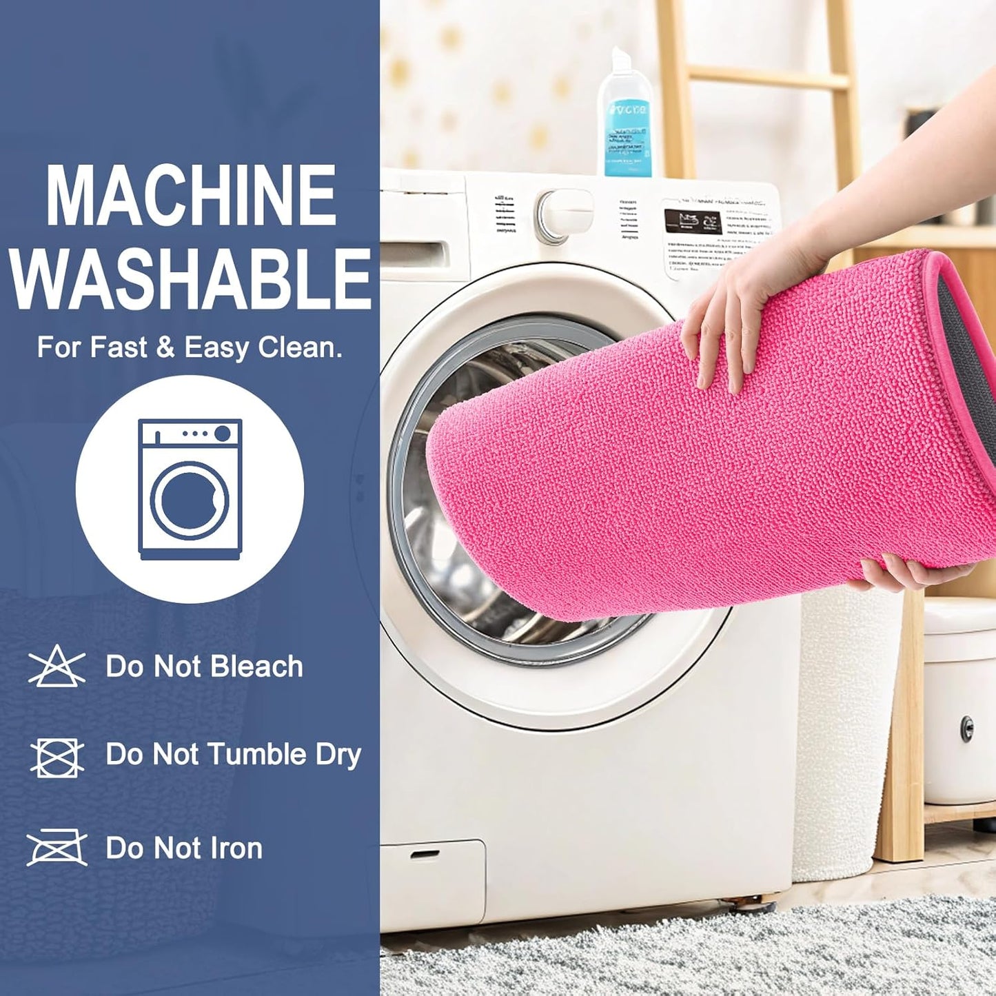 OLANLY Thick Memory Foam Bath Mat Rug 30x20, Extra Soft Absorbent Bathroom Rug, Quick Dry Bath Mats, Non-Slip, Machine Washable Carpet for Bathroom, Tub and Shower, Home Decor Accessories, Hot Pink