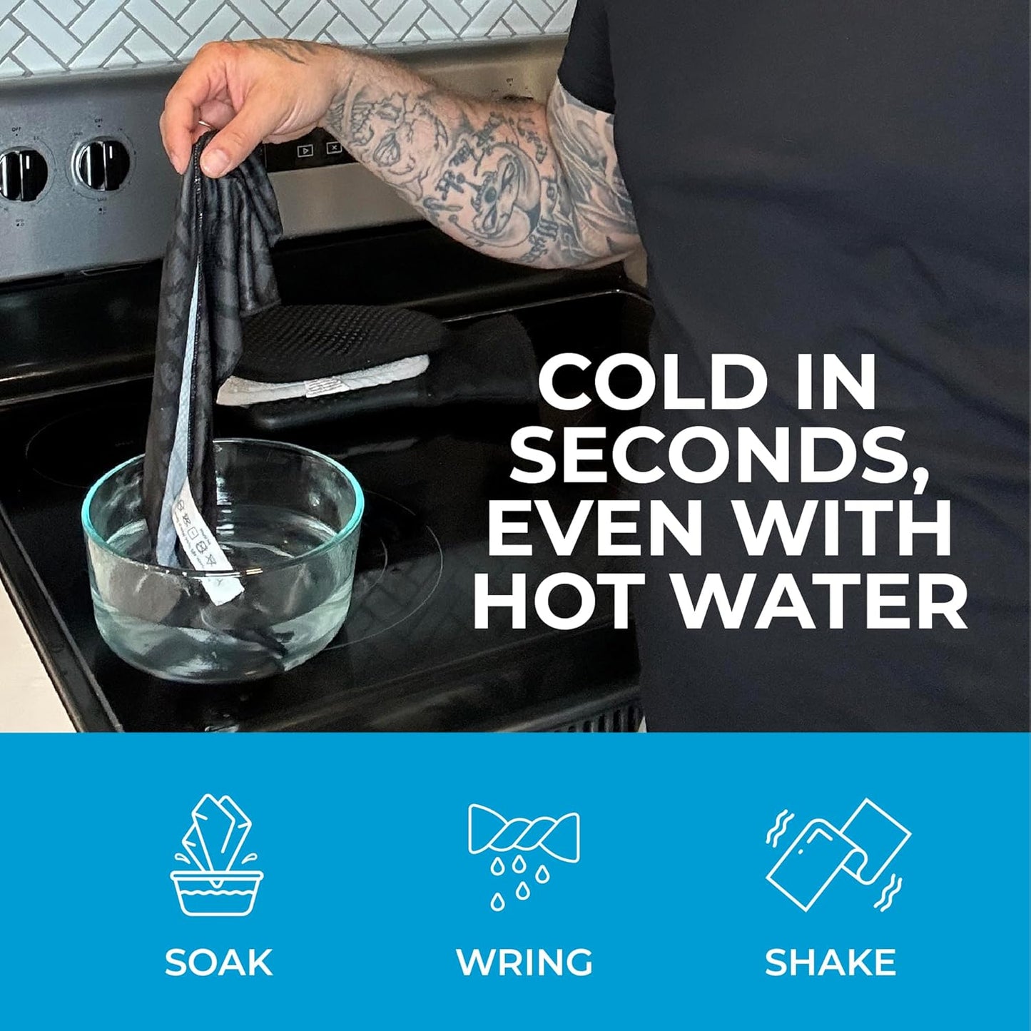 SHAKEitCOOL Extended Size Cooling Towel – Be Cool in Style - Heat Relief, Soft, Lightweight, Sun Protection, Easy Clean - Perfect for Biking, Hiking, Running, Yoga, Golf, Gardening - Summer Flower M