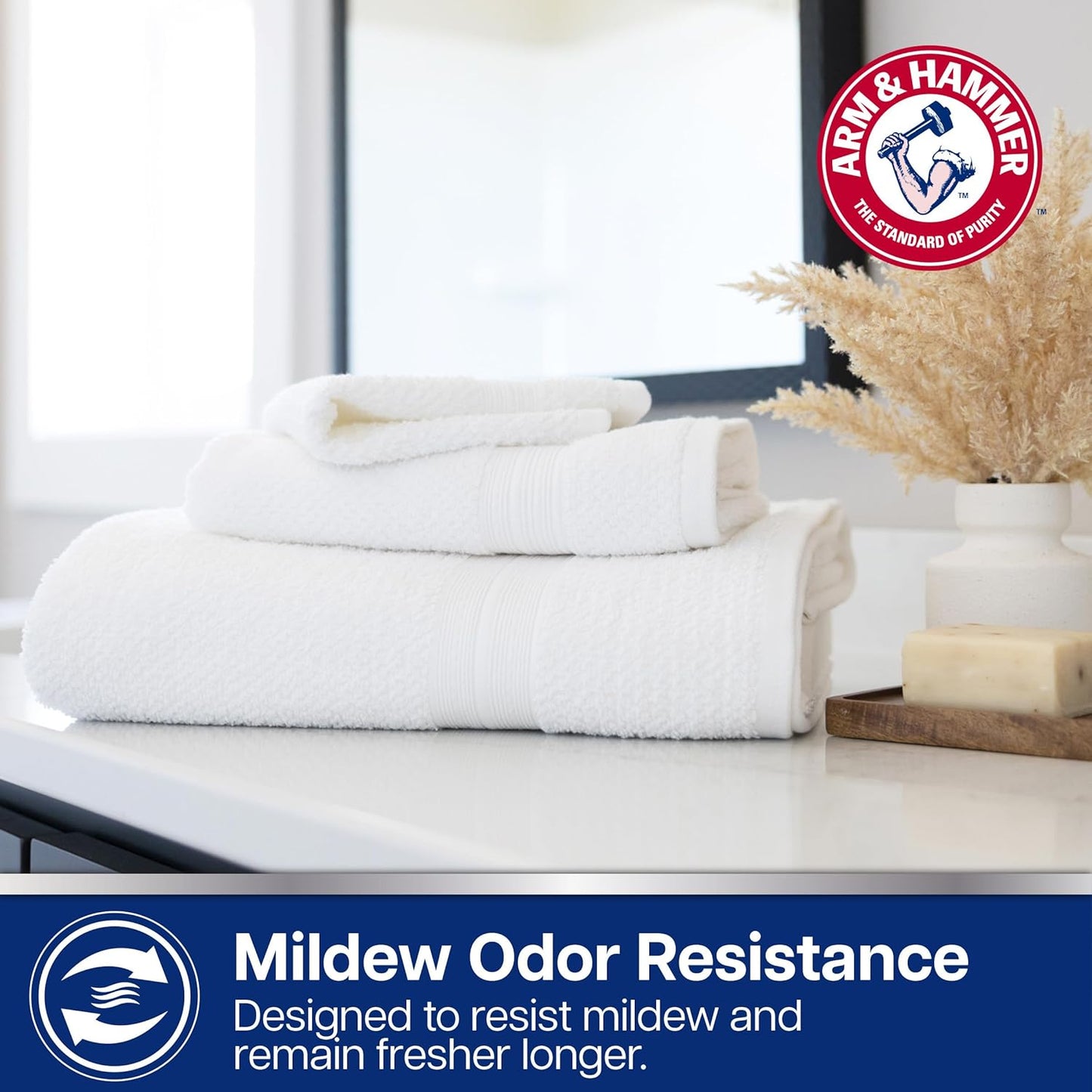 Arm & Hammer Quick Dry Bath Towels, 4 Piece, Light Blue