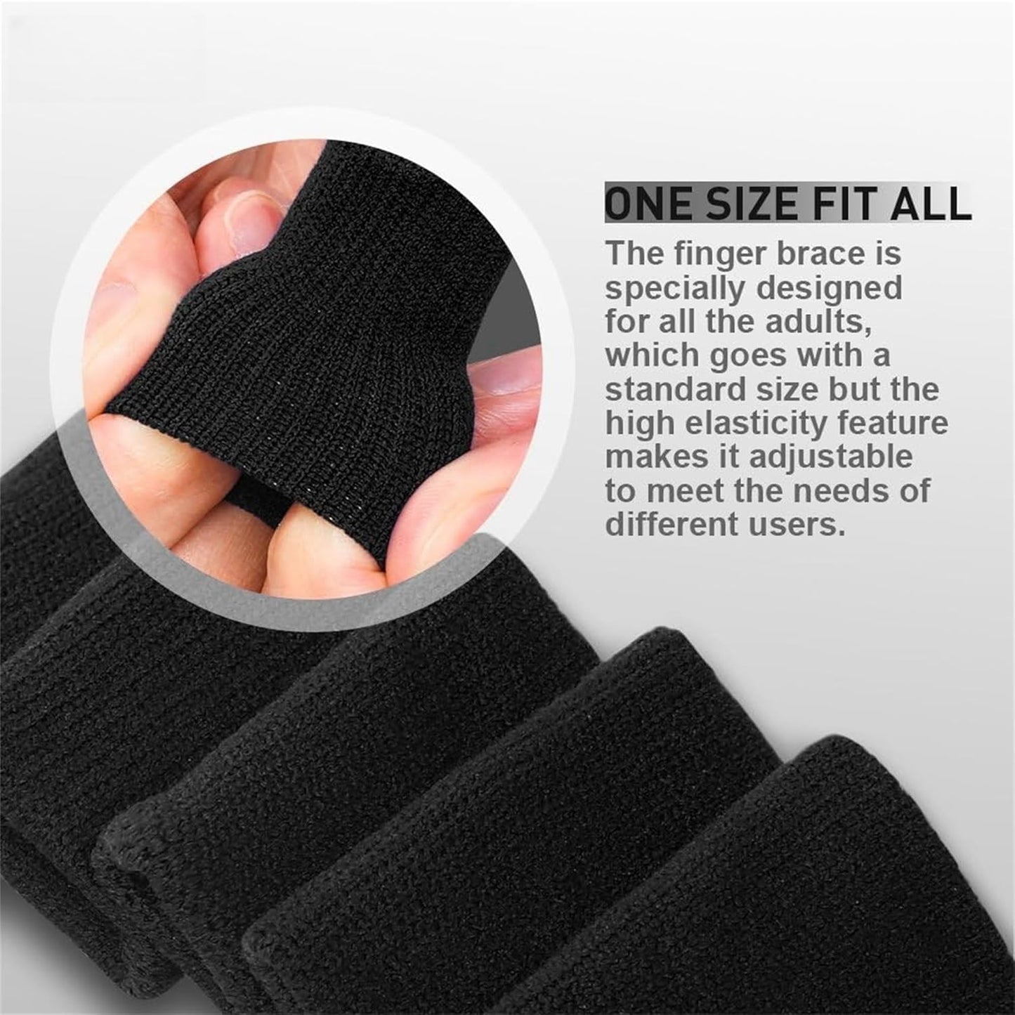 Finger Sleeves, Thumb Splint Brace for Finger Support, Breathable Elastic tape, Compression Pression Protector for Pain Relief (5, black)