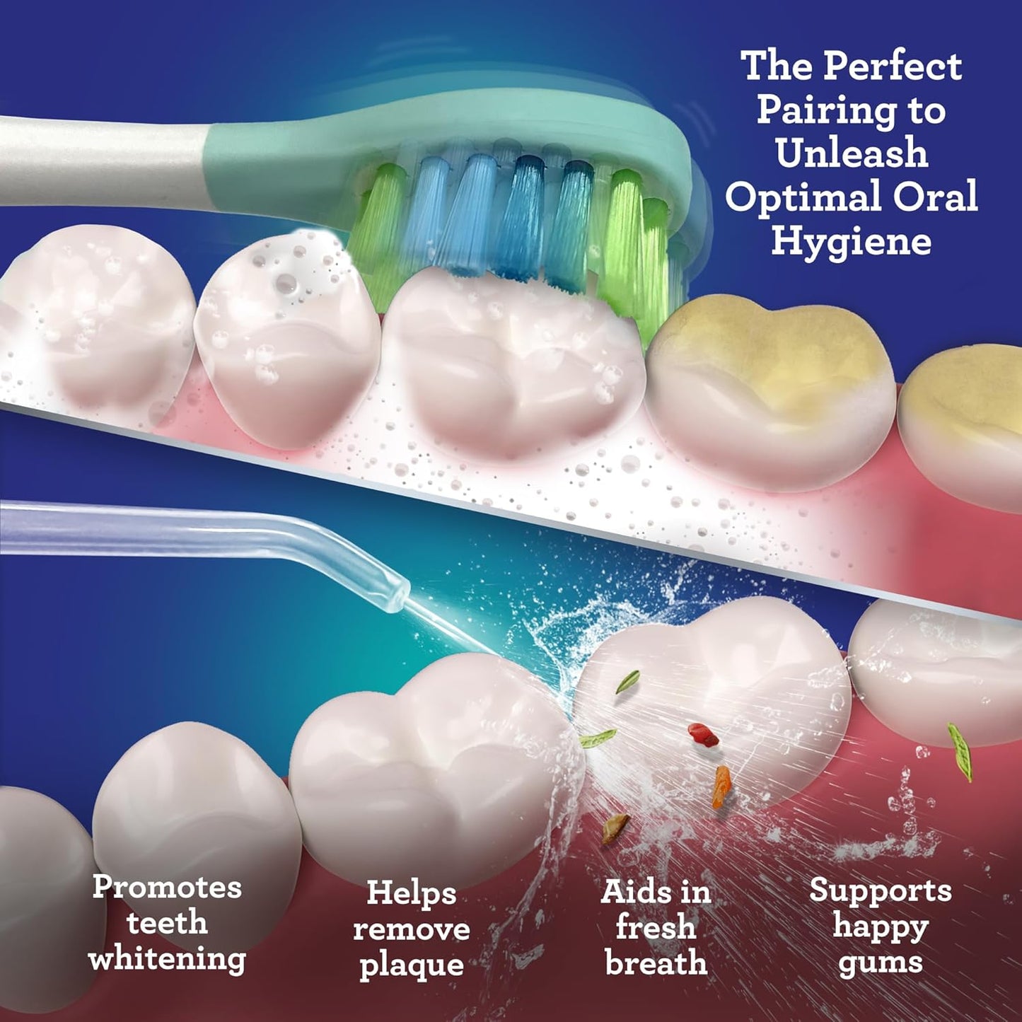 GuruNanda Lion & Lamb Kit 2.0, Electric Toothbrush with Water Flosser Combo, 4 Jet Tips, 4 Brush Heads, & IPX7 Waterproof Design for Complete Oral Care, White