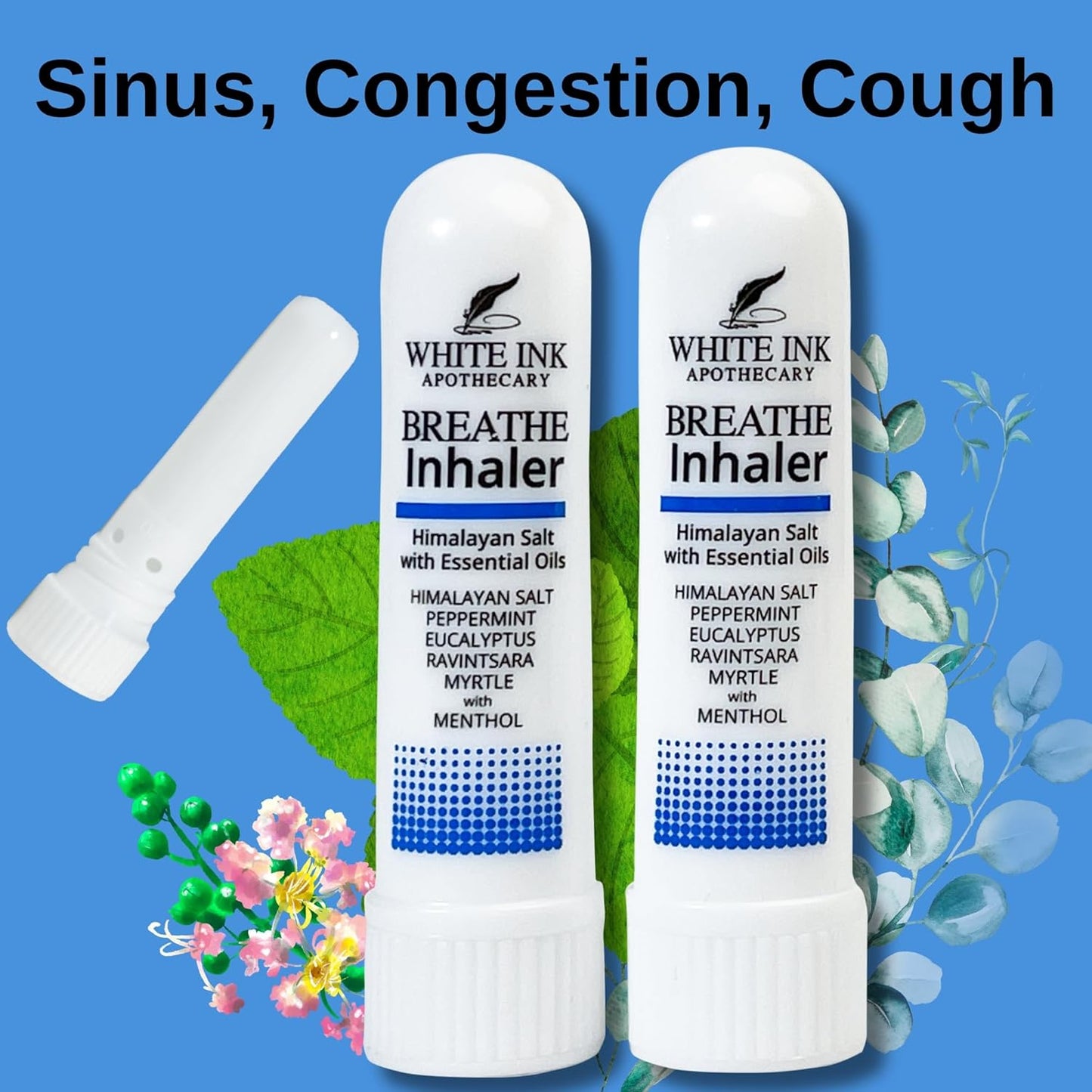 White Ink Breathe | Natural Essential Oil Inhaler Eucalyptus Peppermint | Congestion | Allergy | Focus | Aromatherapy Sinus Relief (2)