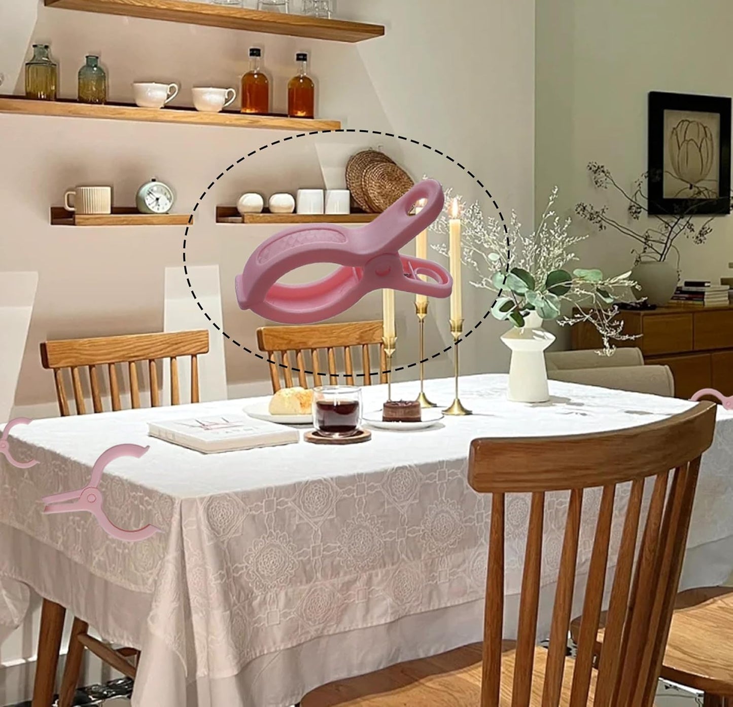 Plastic Clothes Pins Spring Clips Heavy Duty Laundry Clothespins Beach Towel Clips Clothes Pins Air-Drying Clothing Pin ,Set of 8 (Pink)