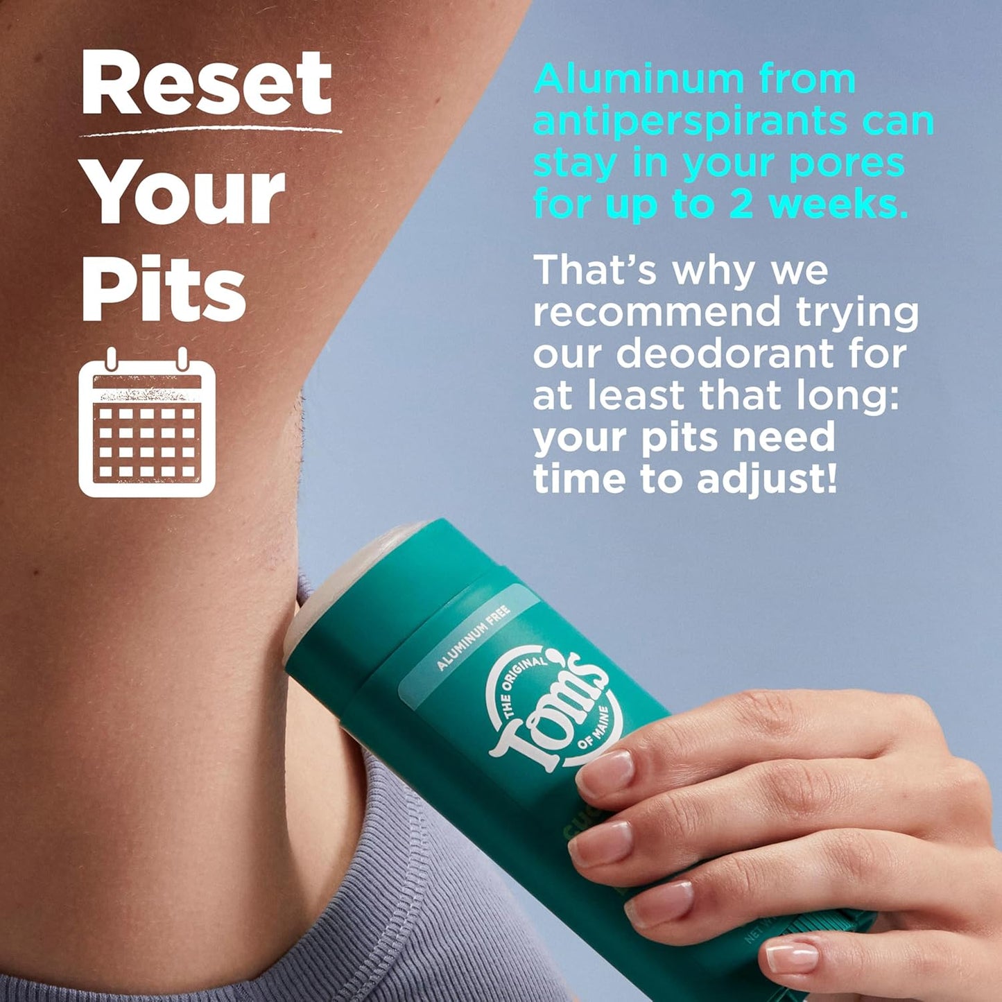 Tom’s of Maine Clean Coast Aluminum Free Natural Deodorant For Women & Men | Goes on Clear | Odor & Wetness Protection | Naturally Derived and Moisture-Locking Ingredients | 3.25 oz (2 Pack)