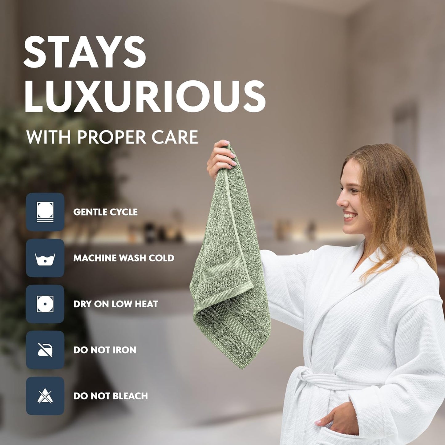 White Classic Luxury Light Green Hand Towels - Soft 100% Turkish Cotton | Highly Absorbent Hotel spa Bathroom Towel Collection | 16x30 Inch | Set of 6