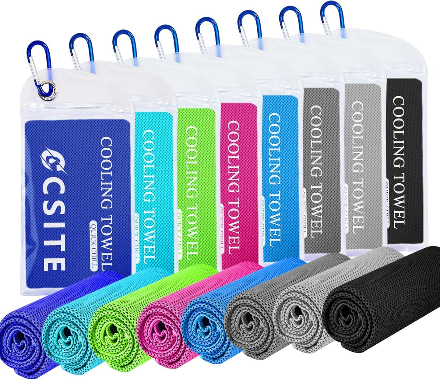 Cooling Towels for Neck and Face - 8 Pack 47x12 Inch Ice Cold Microfiber Towels, Soft & Breathable Cooling Towel for Hot Weather, Sports, Yoga, Workout, Running, Golf, Camping