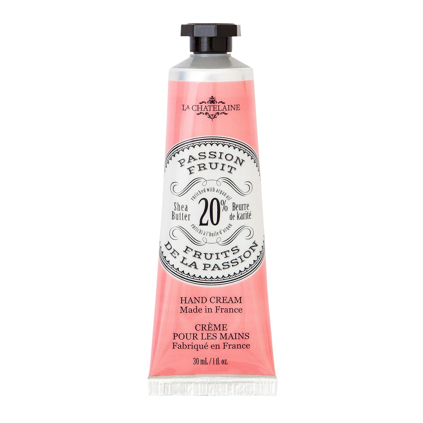 La Chatelaine 20% Shea Butter Hand Cream Travel Size, Organic Argan Oil, Moisturizing, Nourishing, Repairing, Extra-Rich Hand Lotion, Made in France, Paraben Free, 1 oz / 30ml (Passion Fruit)