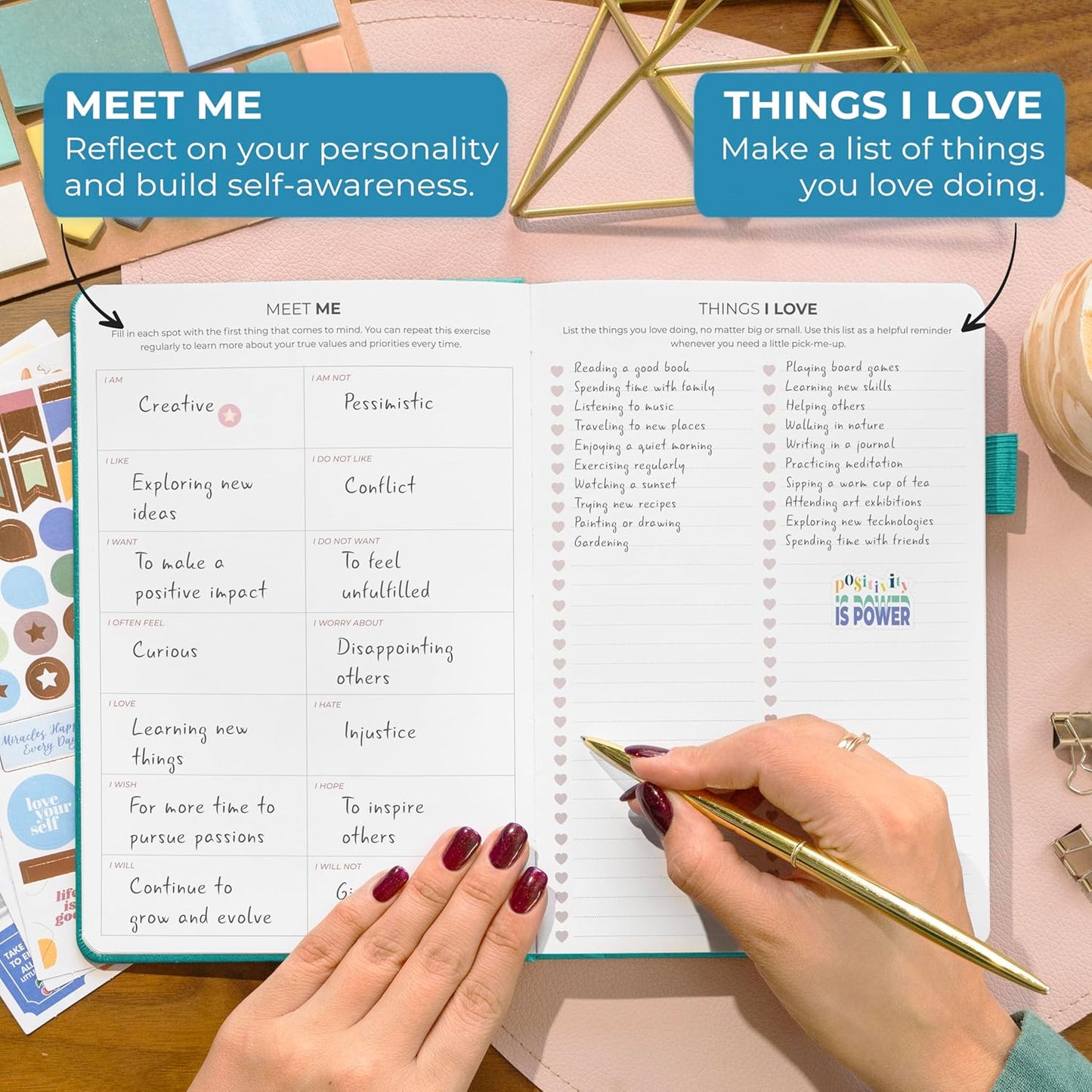 Clever Fox Happiness Notebook – Daily Positivity Journal for Women with Prompts & Positive Quotes – Affirmation & Self Esteem Gifts (Turquoise)