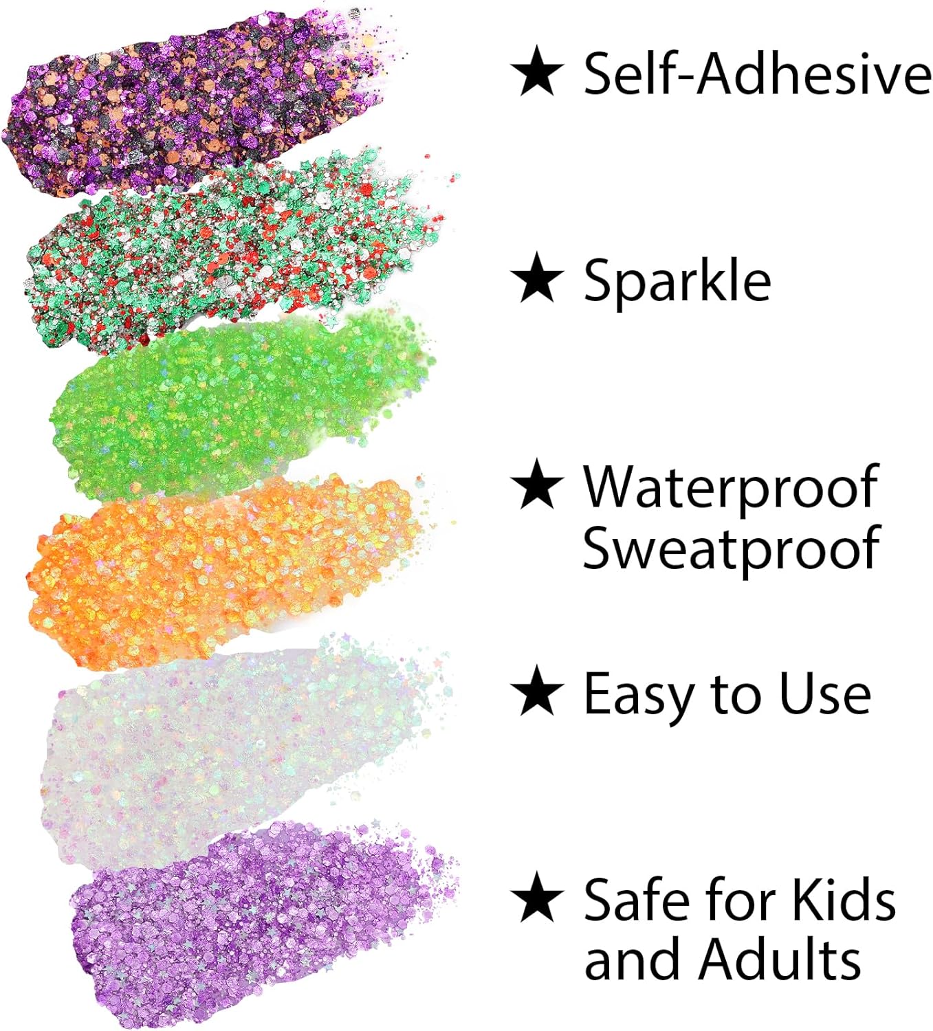 Mysense Neon Green Body Glitter Stick, Lime Green Face Hair Glitter Gel for Kids, Festival Rave Outfit Accessories for Women, Sparkling Mermaid Sequins Chunky Glitter Makeup, 0.56oz