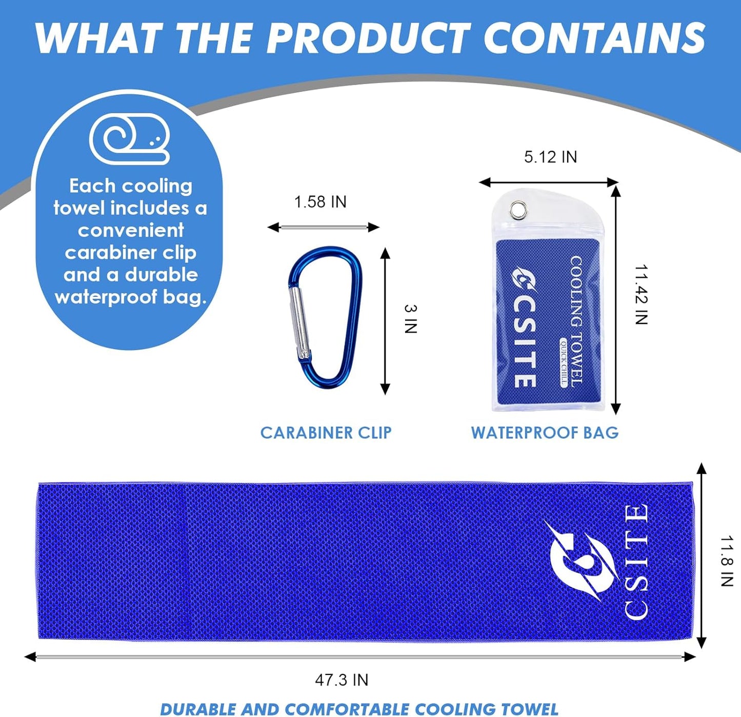 3 Pack Cooling Towels (47"x12") for Neck and Face, Ice Towel for Hot Weather, Soft Breathable Chilly Gym Towels, Microfiber Towel for Work Out, Yoga, Running, Camping & More Activities