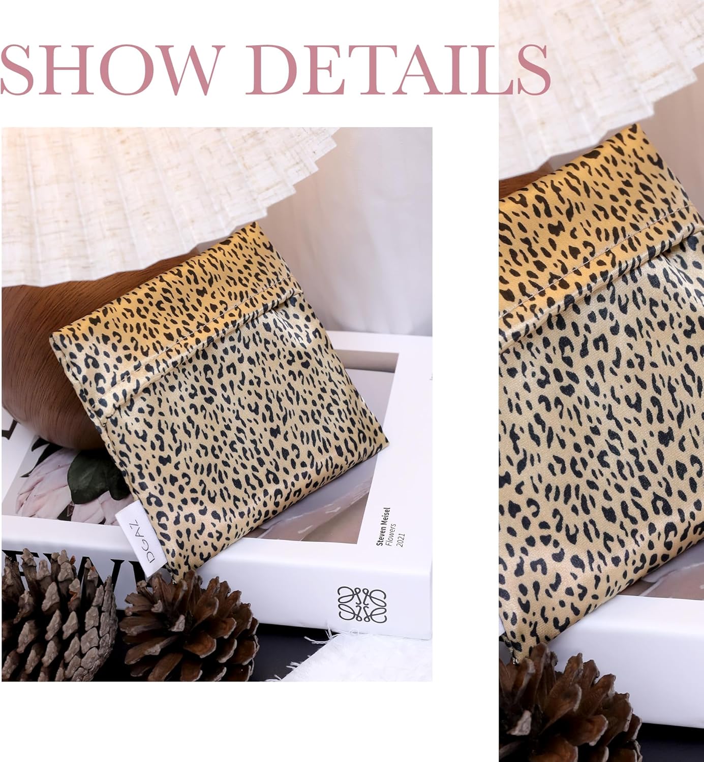DGAZ Sanitary Napkin Storage Bag, Period Bag for Teen Aged Girls, Portable Period Bag for Panty Liners/Menstrual Cup/Small Tampons,Mini Makeup Bag for Purse(Leopard C)