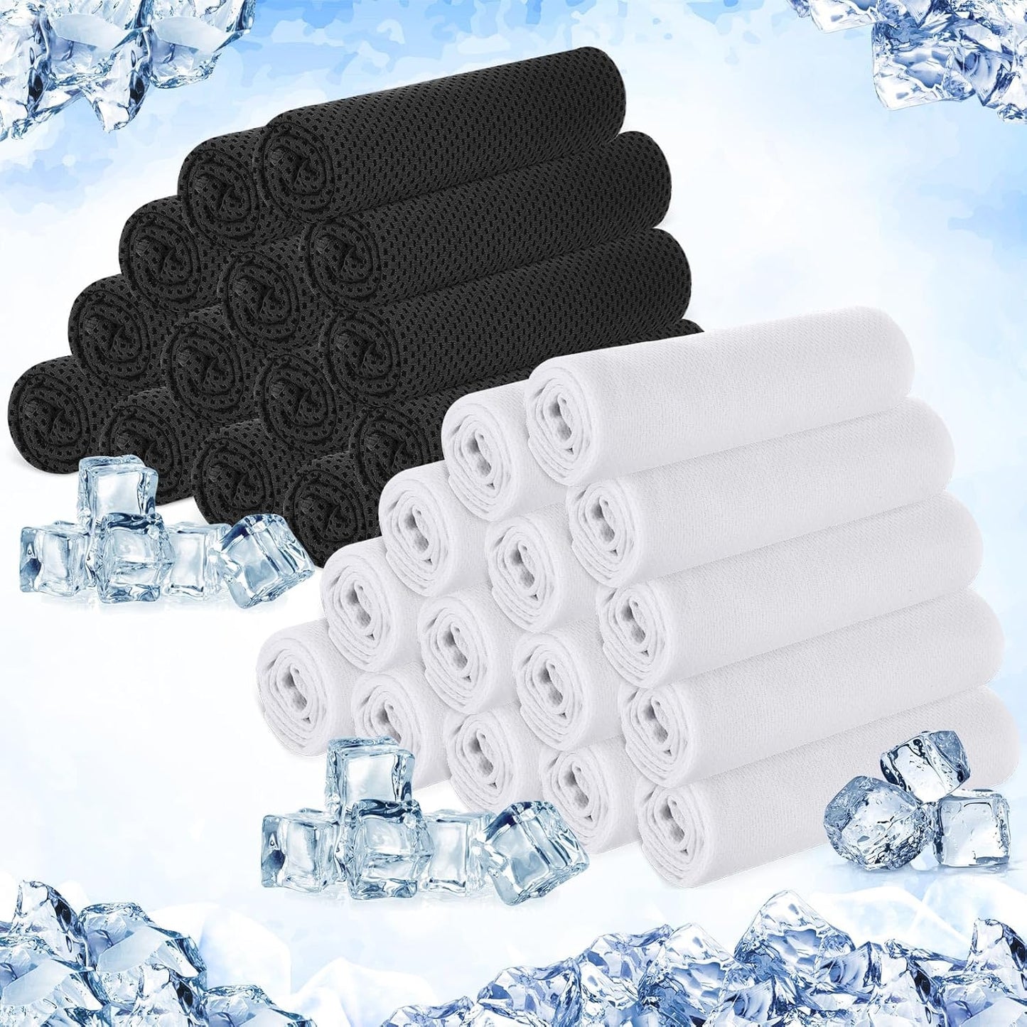 Hosuly 30 Pack Cooling Towels, 40"x12" Ice Breathable Soft Chilly Sweat Rag Microfiber Workout Rags for Gym Cooling Towels for Neck and Face for Yoga Golf Sport Running