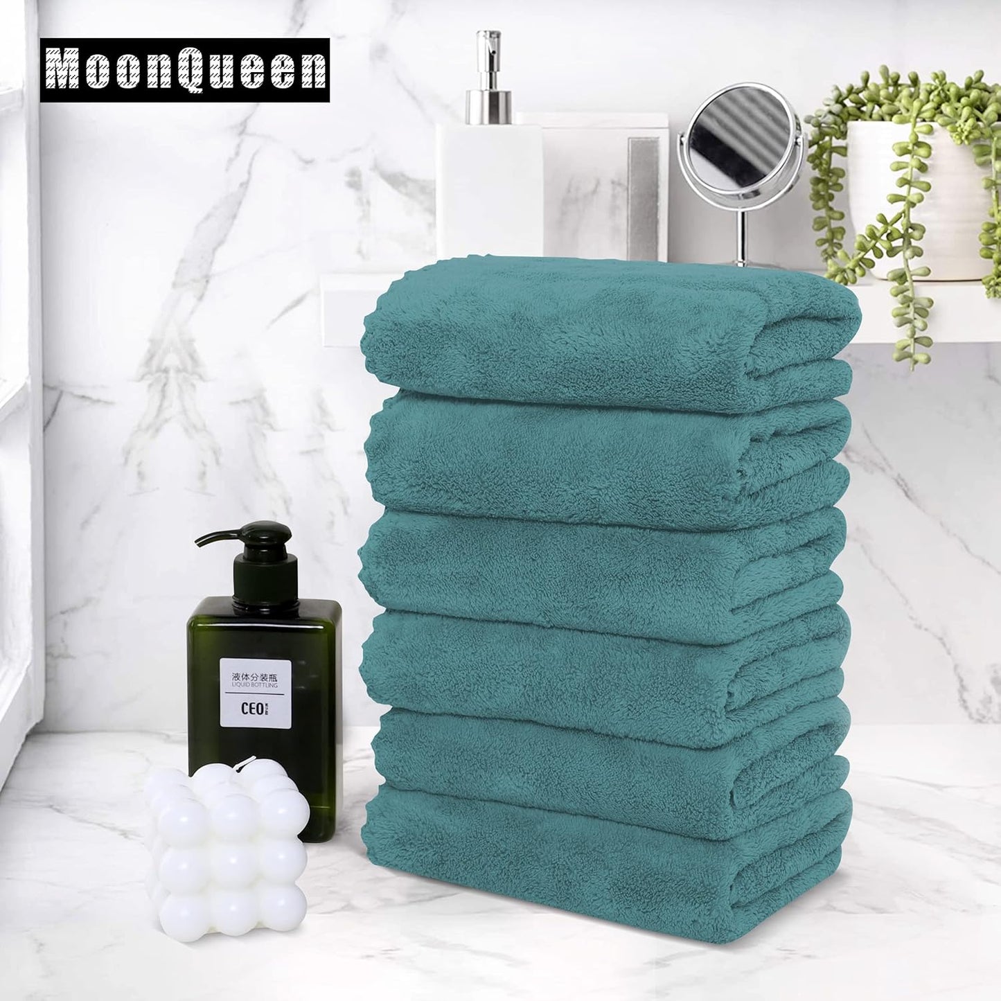 MOONQUEEN 18 Pack Premium Hand Towels - Quick Drying - Microfiber Coral Velvet Highly Absorbent Towels - Multipurpose Use as Hotel, Bathroom, Shower, Spa, Hand Towel 16 x 28 inches (Teal)