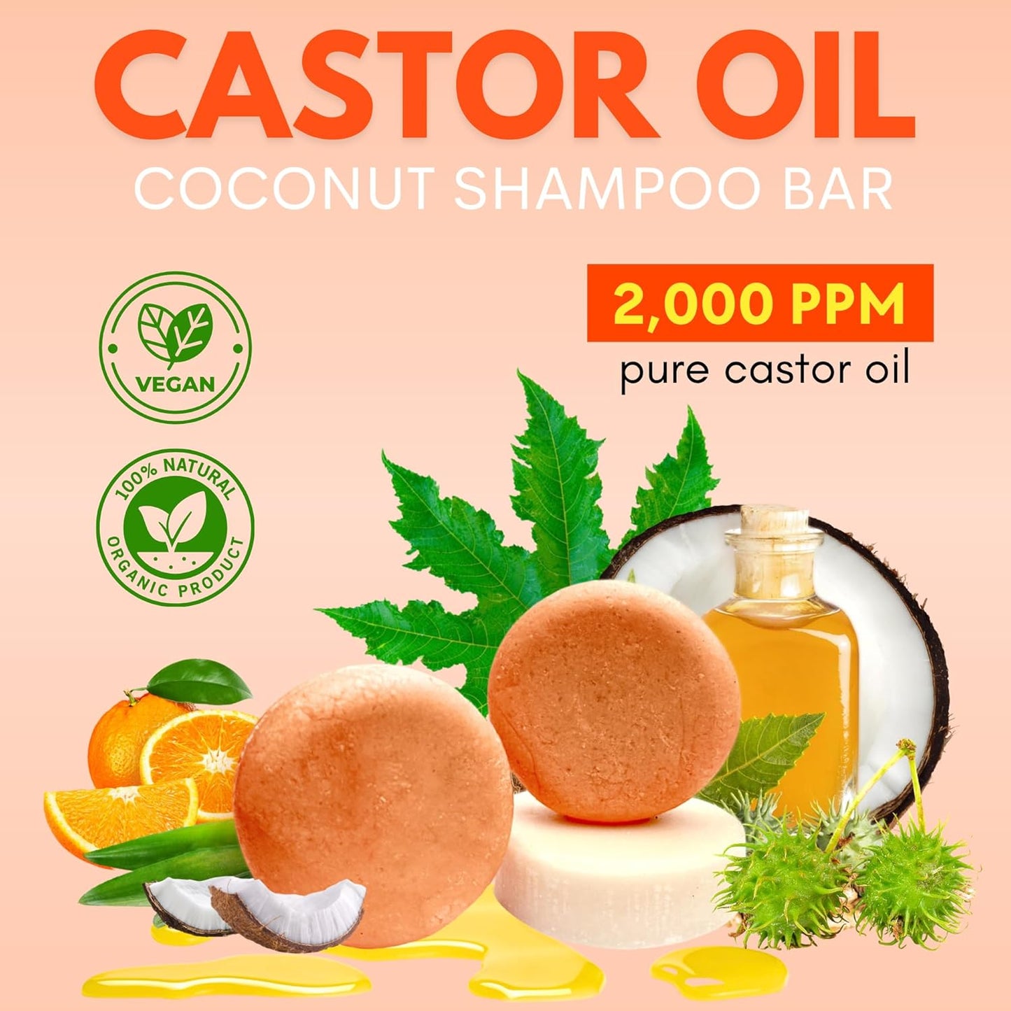 Castor Oil Shampoo and Conditioner Bar Set 3 - Hair Growth, Regrowth, Anti Hair Loss- Natural Solid Shampoo Soap Bars Set for Women with Straight, Curly Hair for Thinning, Thickening