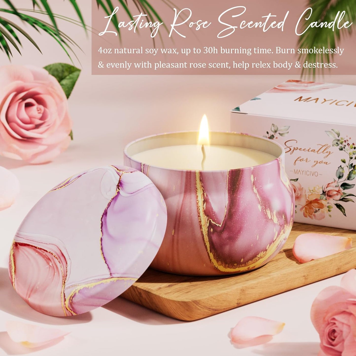 Birthday Gifts for Women Self Care Gifts Get Well Soon Gifts, Rose Relaxing Spa Gifts Basket Care Package w/ Luxury Flannel Blanket, Unique Christmas Gifts for Mom Her Friend Sister Wife Grandma