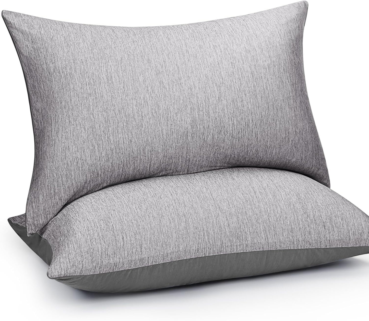 HOMFINE Cooling Pillowcases Queen Size - Double Side Q-Max 0.439 Cooling Fiber for Pillow Protector, Breathable Cold Pillow Cover for Hot Sleeper Night Sweat, Hidden Zipper, 2 Pack (20"x30", Grey)