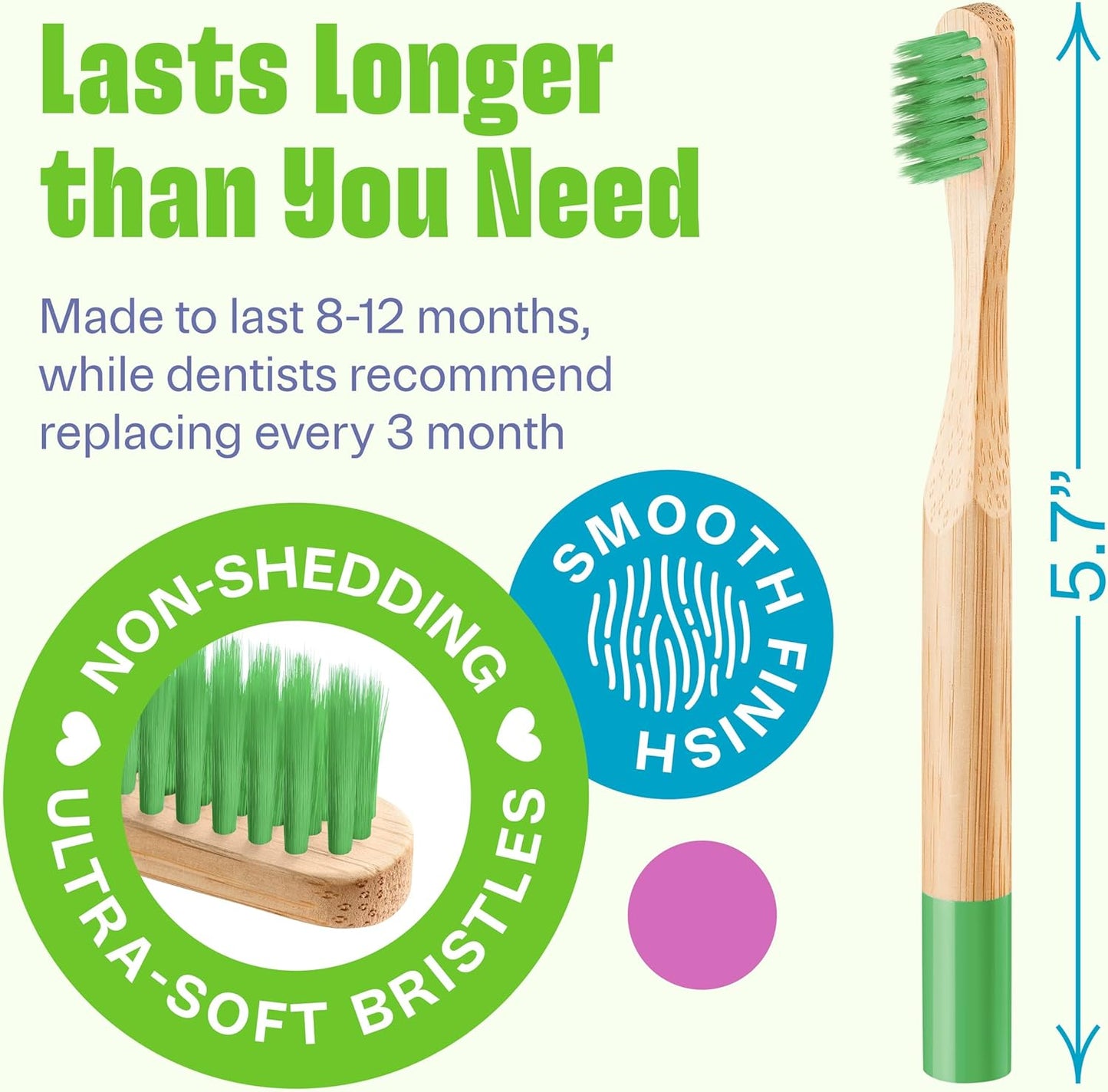 Kids Bamboo Toothbrushes 6 Pack - BPA Free Soft Bristles Toothbrushes for Kids - Children Toothbrush Set