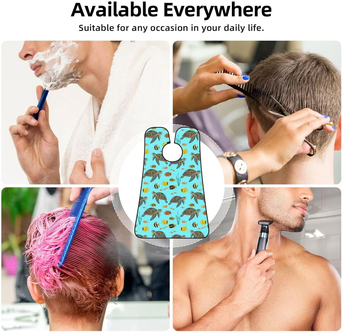 Beard Apron Hair Catcher, Mint Grenn Turquoise Sea Turtles Shave Bib, Waterproof Non-Stick Shaving Bib, Trimming Grooming Tool for Dad Men Anniversary