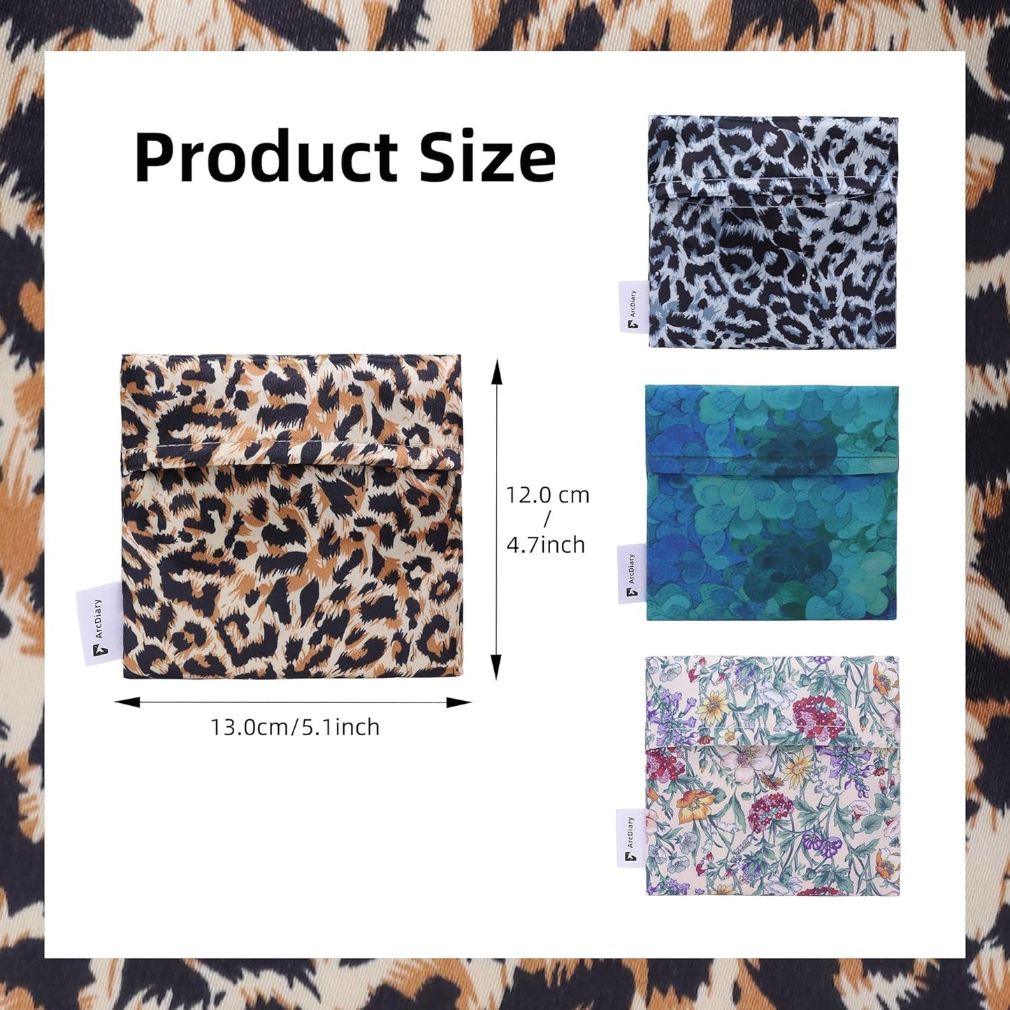 Period Bag for Teen Aged Girls, Portable Sanitary Pad Storage Bag for Teen Pads/Sanitary Napkins/Small Tampons, Feminine Menstrual Cup Pouch (Leopard A)